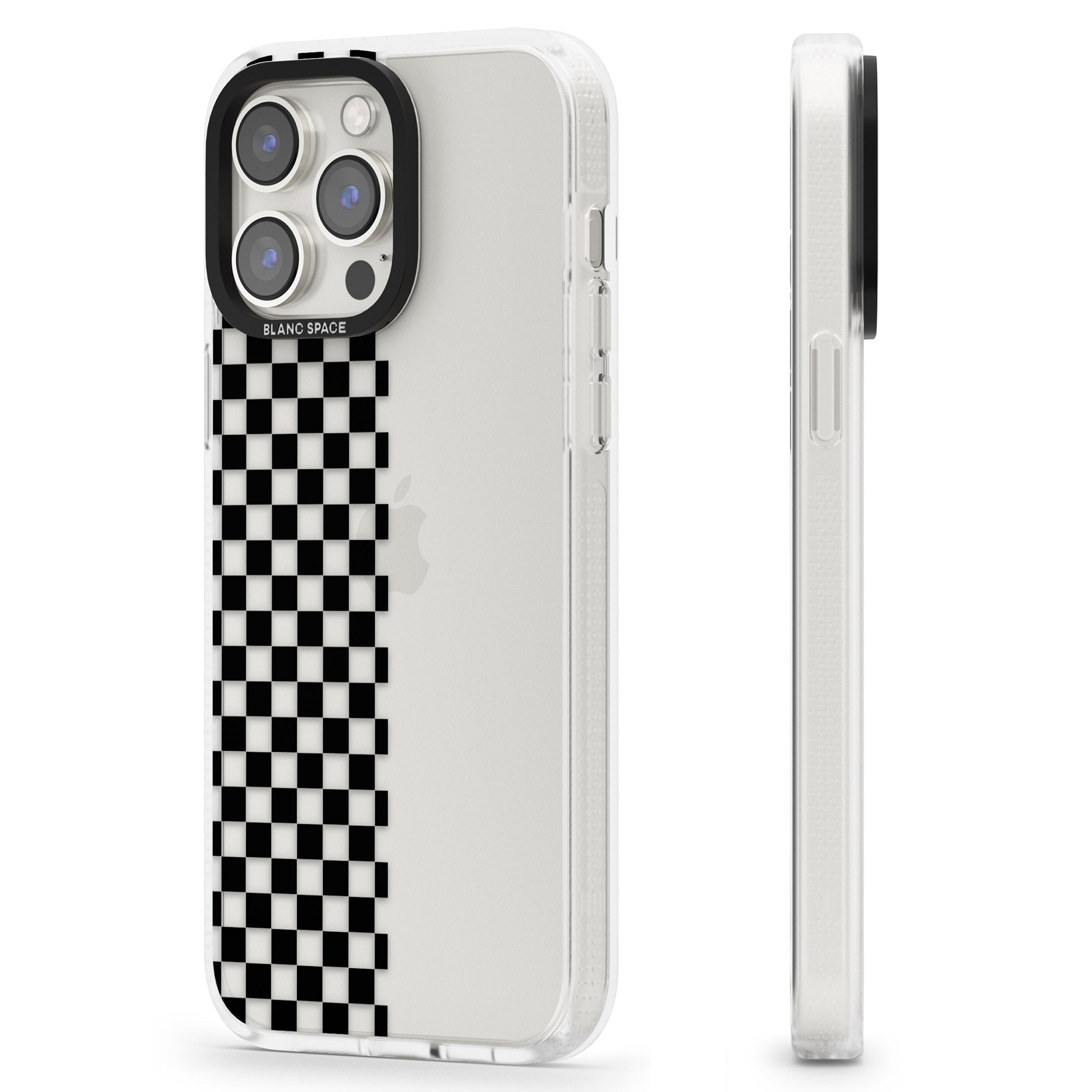 Checker: Half Black Check on Clear iPhone 15 Pro Max / 15 Pro / 14 Pro Max / 14 Pro / 13 Pro Clear Case Impact Air - Blanc Space