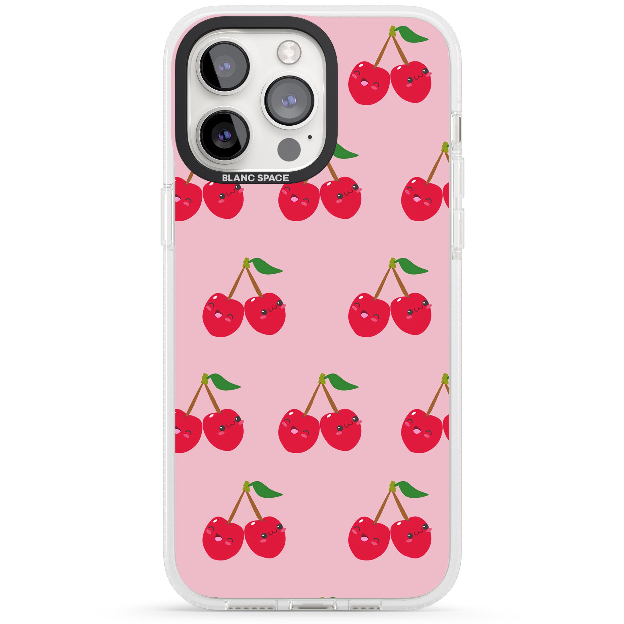 Cheeky Cherry iPhone 15 Pro Max / 15 Pro / 14 Pro Max / 14 Pro / 13 Pro Clear Case Impact Air - Blanc Space