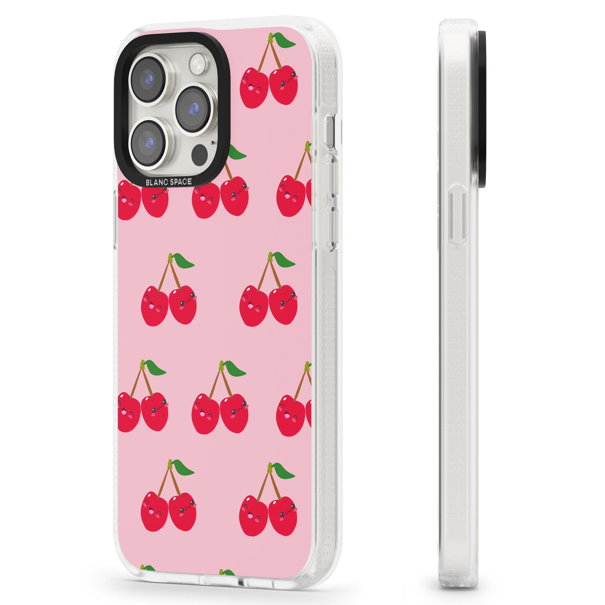Cheeky Cherry iPhone 15 Pro Max / 15 Pro / 14 Pro Max / 14 Pro / 13 Pro Clear Case Impact Air - Blanc Space