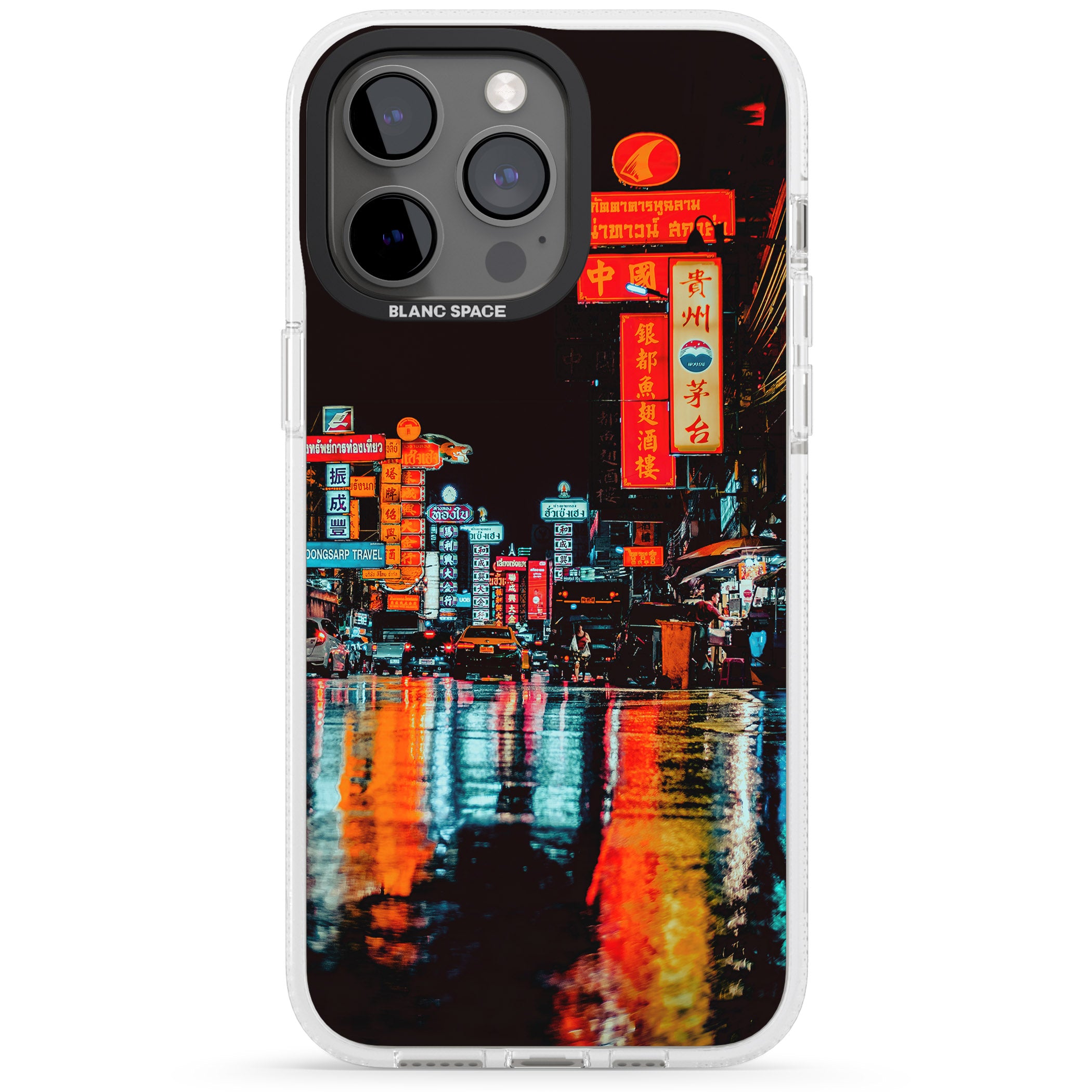 Neon City iPhone 15 Pro Max / 15 Pro / 14 Pro Max / 14 Pro / 13 Pro Clear Case Impact Air - Blanc Space
