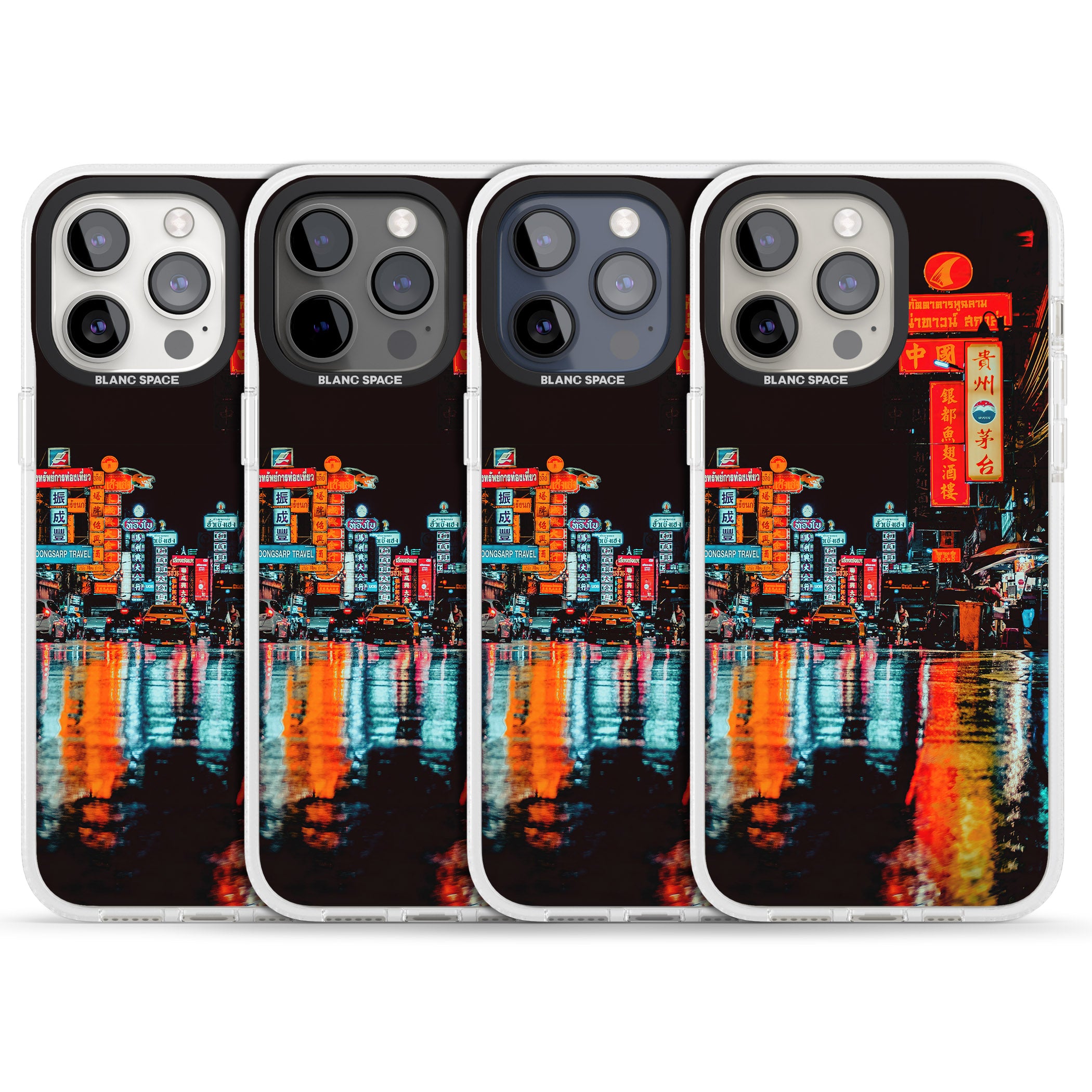 Neon City iPhone 15 Pro Max / 15 Pro / 14 Pro Max / 14 Pro / 13 Pro Clear Case Impact Air - Blanc Space