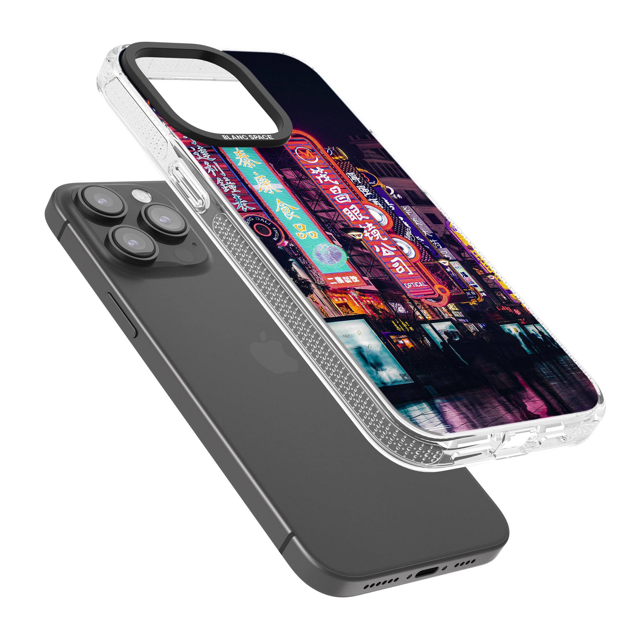 Busy Street - Neon Cities Photographs iPhone 15 Pro Max / 15 Pro / 14 Pro Max / 14 Pro / 13 Pro Clear Case Impact Air - Blanc Space