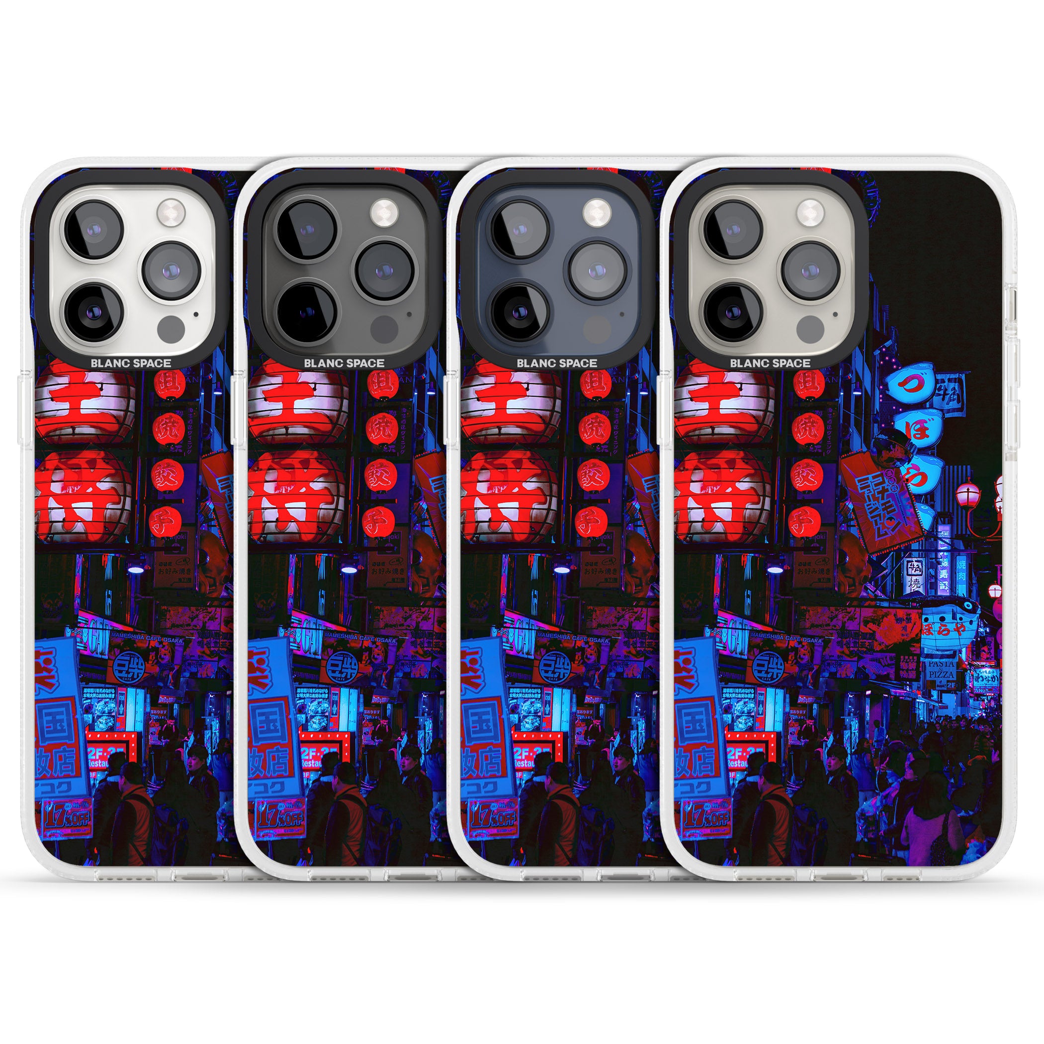 Red & Turquoise - Neon Cities Photographs iPhone 15 Pro Max / 15 Pro / 14 Pro Max / 14 Pro / 13 Pro Clear Case Impact Air - Blanc Space
