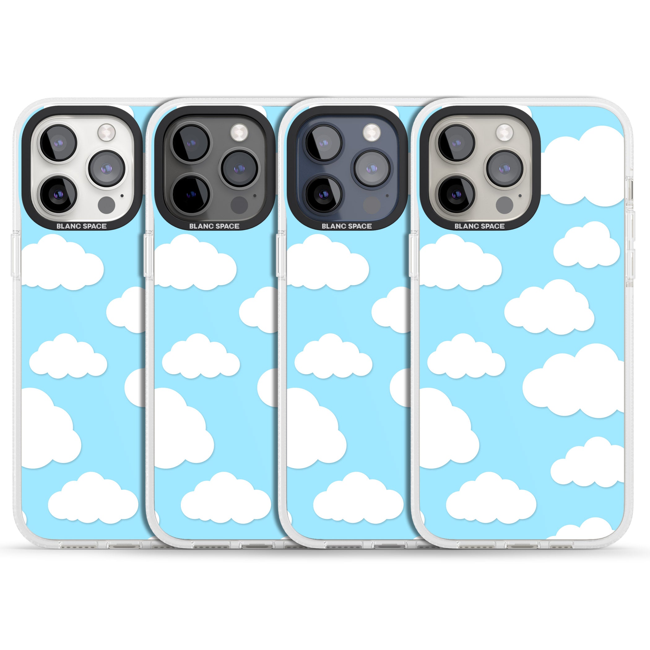 Blue Sky & Clouds Pattern iPhone 15 Pro Max / 15 Pro / 14 Pro Max / 14 Pro / 13 Pro Clear Case Impact Air - Blanc Space