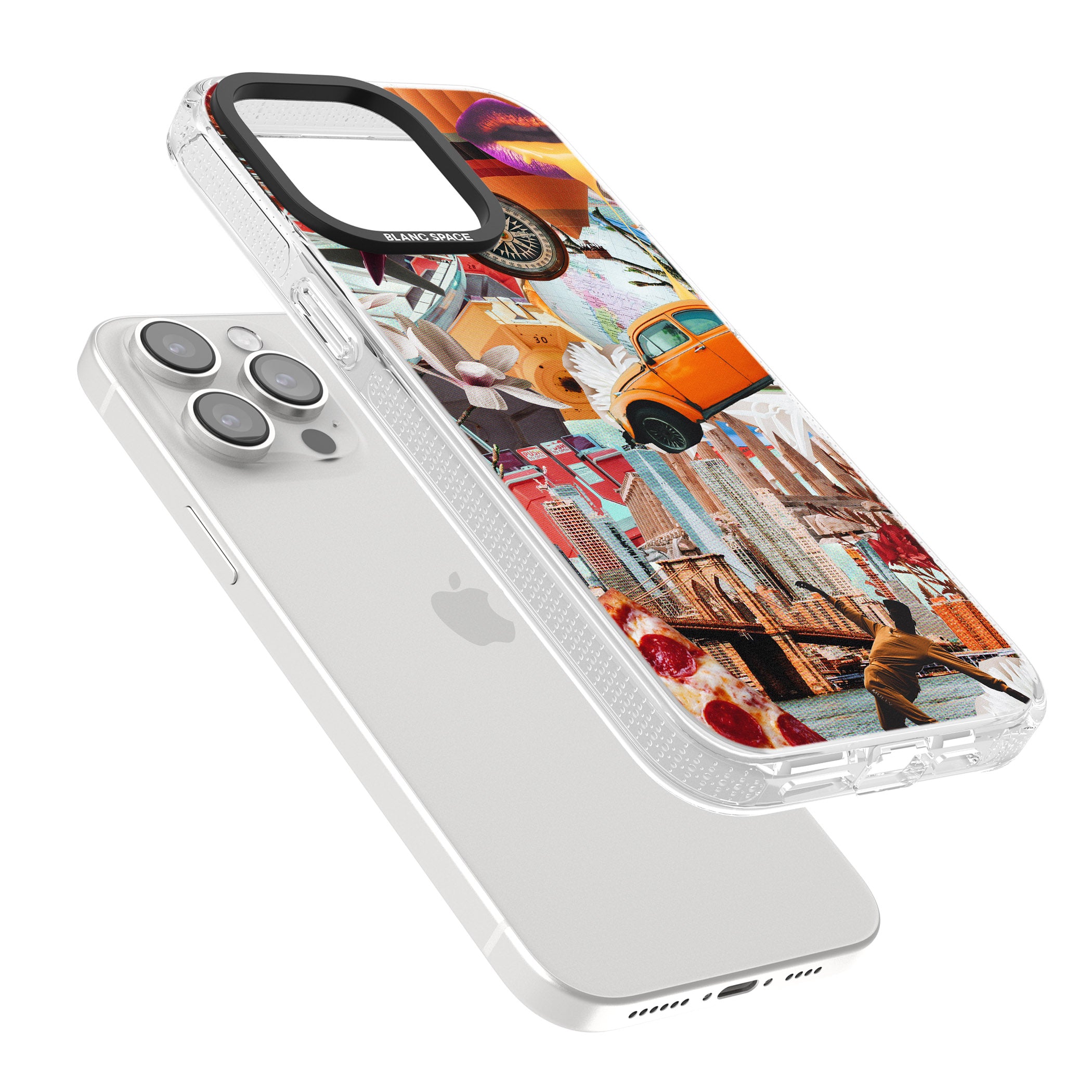 Vintage Collage: New York Mix iPhone 15 Pro Max / 15 Pro / 14 Pro Max / 14 Pro / 13 Pro Clear Case Impact Air - Blanc Space
