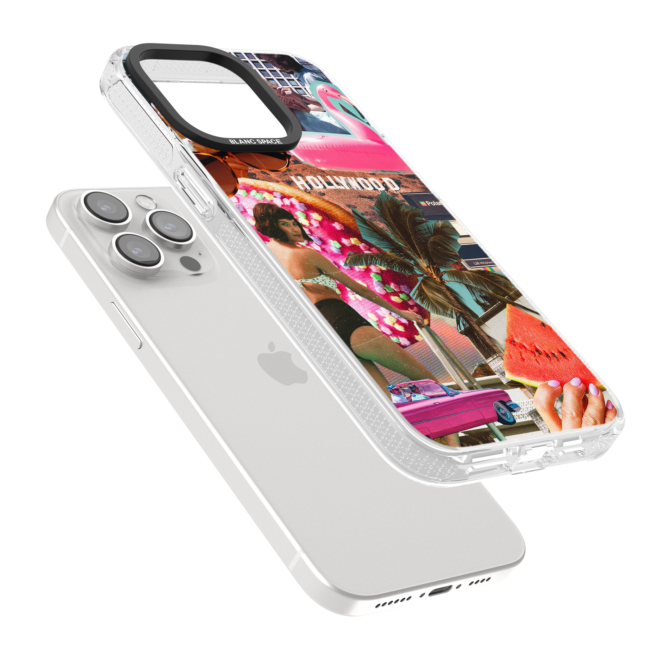 Vintage Collage: Hollywood Mix iPhone 15 Pro Max / 15 Pro / 14 Pro Max / 14 Pro / 13 Pro Clear Case Impact Air - Blanc Space