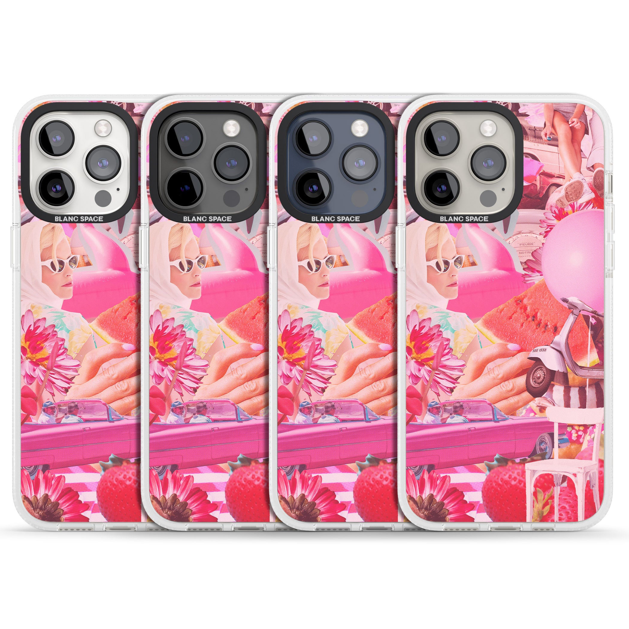 Vintage Collage: Pink Glamour iPhone 15 Pro Max / 15 Pro / 14 Pro Max / 14 Pro / 13 Pro Clear Case Impact Air - Blanc Space