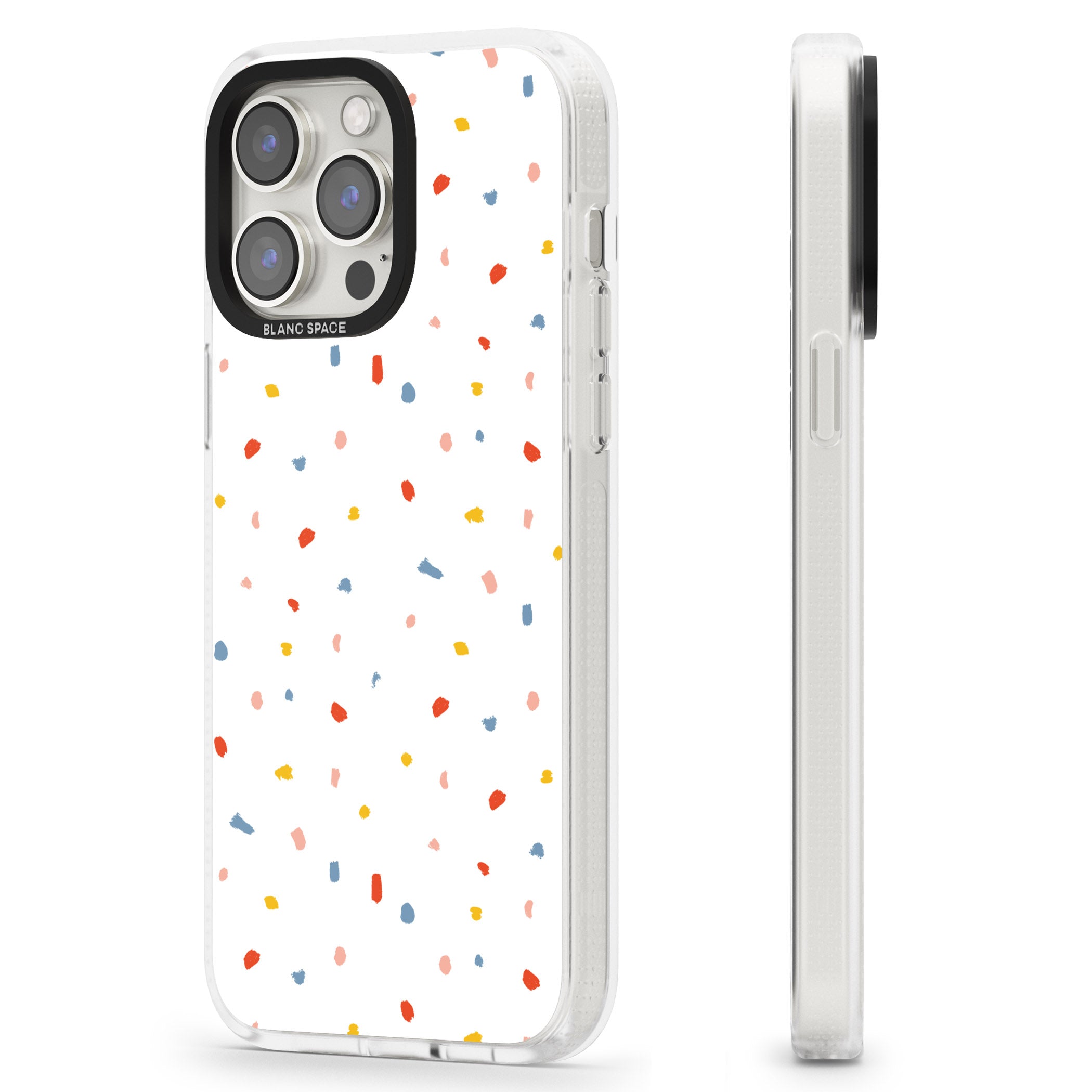 Confetti Print on Solid White iPhone 15 Pro Max / 15 Pro / 14 Pro Max / 14 Pro / 13 Pro Clear Case Impact Air - Blanc Space
