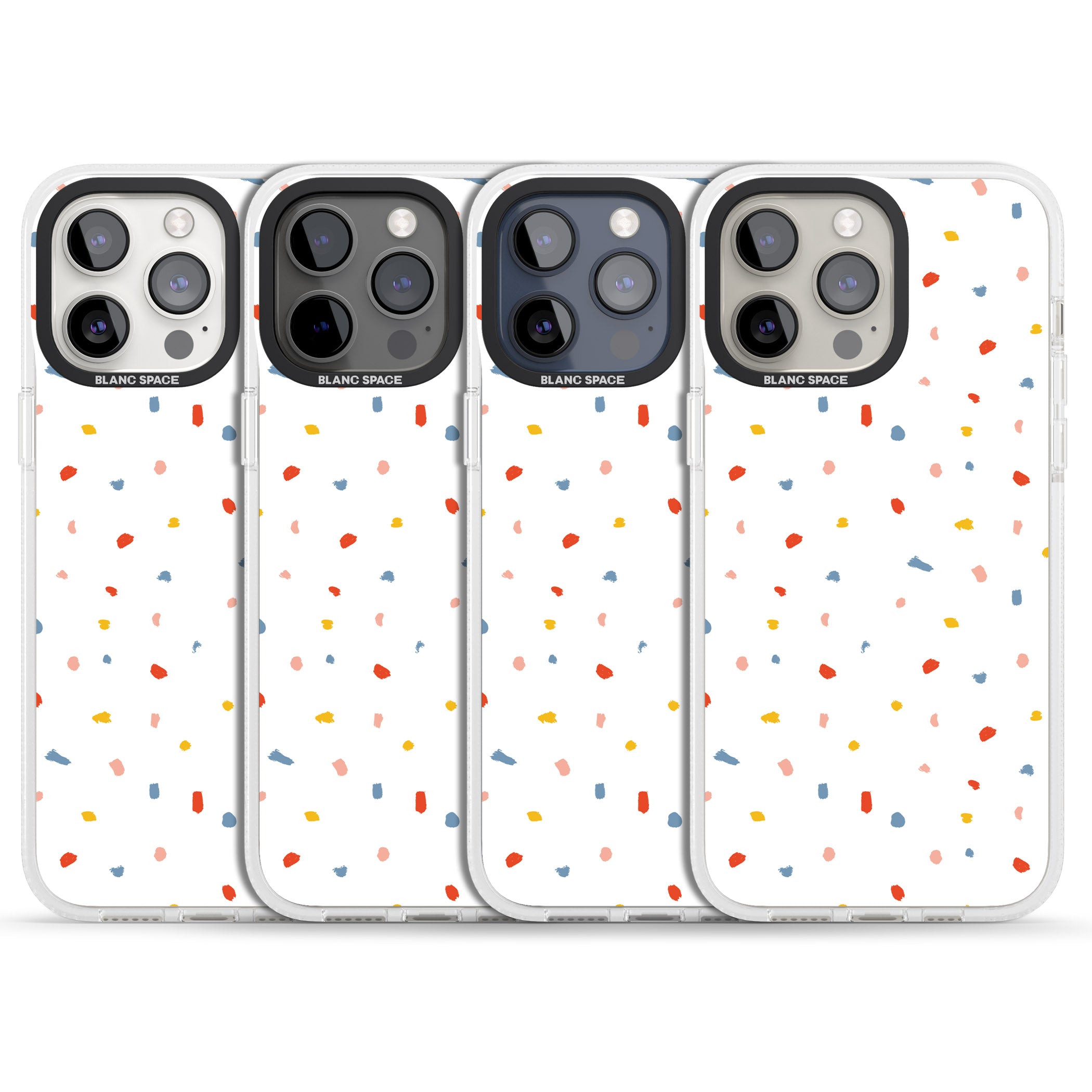Confetti Print on Solid White iPhone 15 Pro Max / 15 Pro / 14 Pro Max / 14 Pro / 13 Pro Clear Case Impact Air - Blanc Space