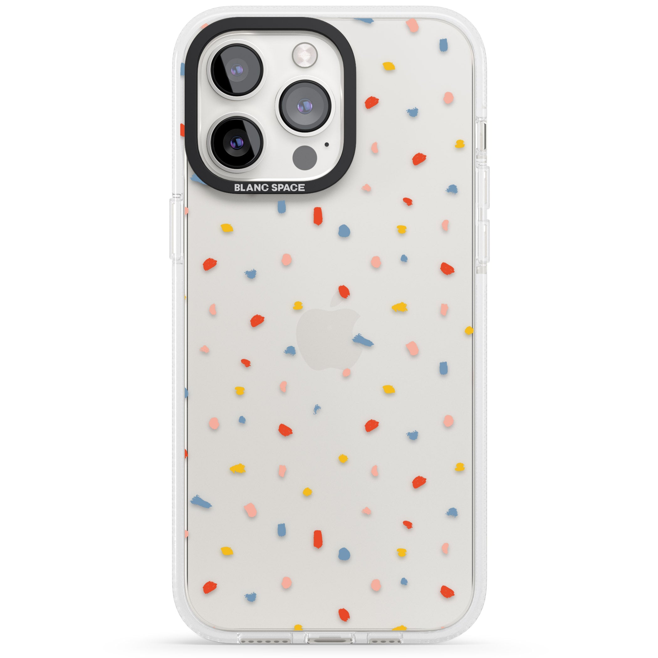 Small Confetti Print Clear iPhone 15 Pro Max / 15 Pro / 14 Pro Max / 14 Pro / 13 Pro Clear Case Impact Air - Blanc Space