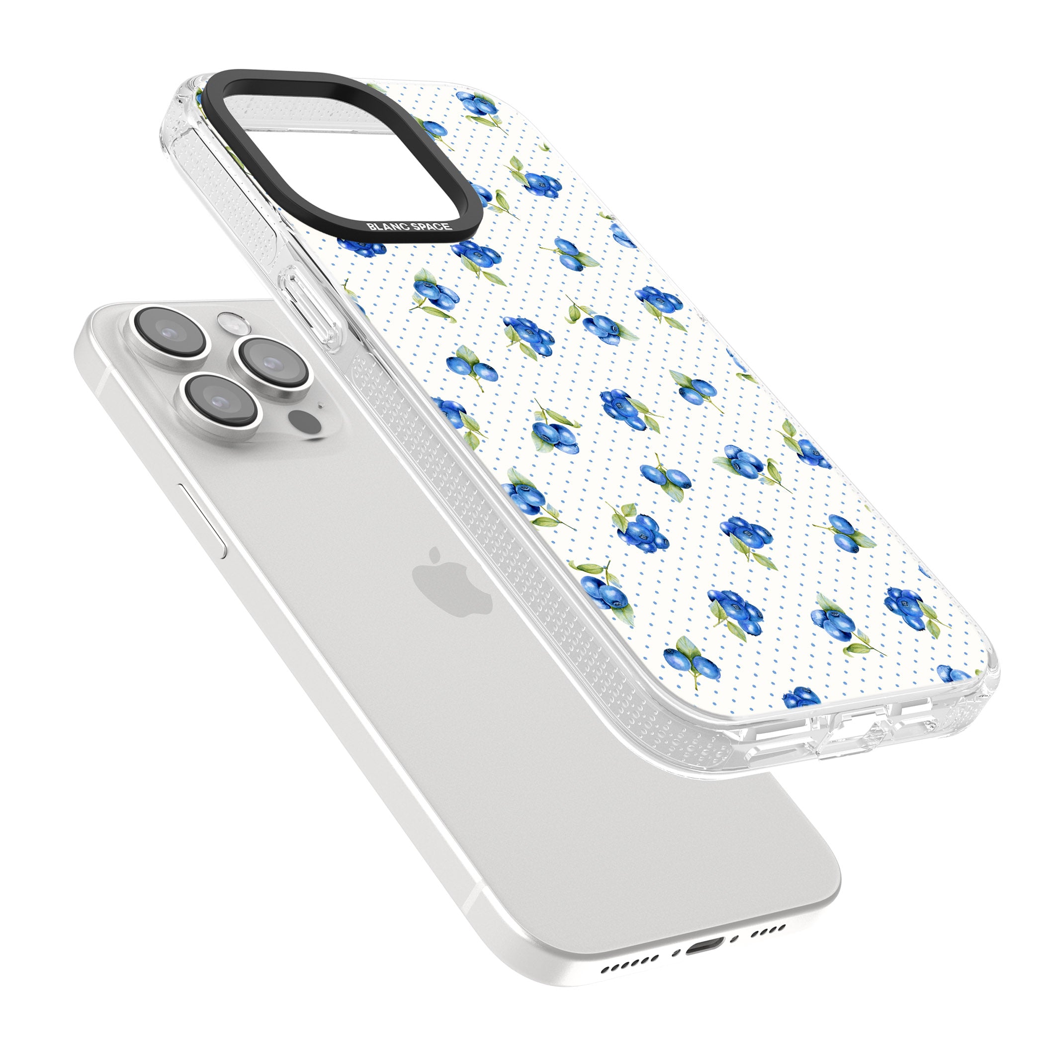 Blueberry Picnic iPhone 15 Pro Max / 15 Pro / 14 Pro Max / 14 Pro / 13 Pro Clear Case Impact Air - Blanc Space