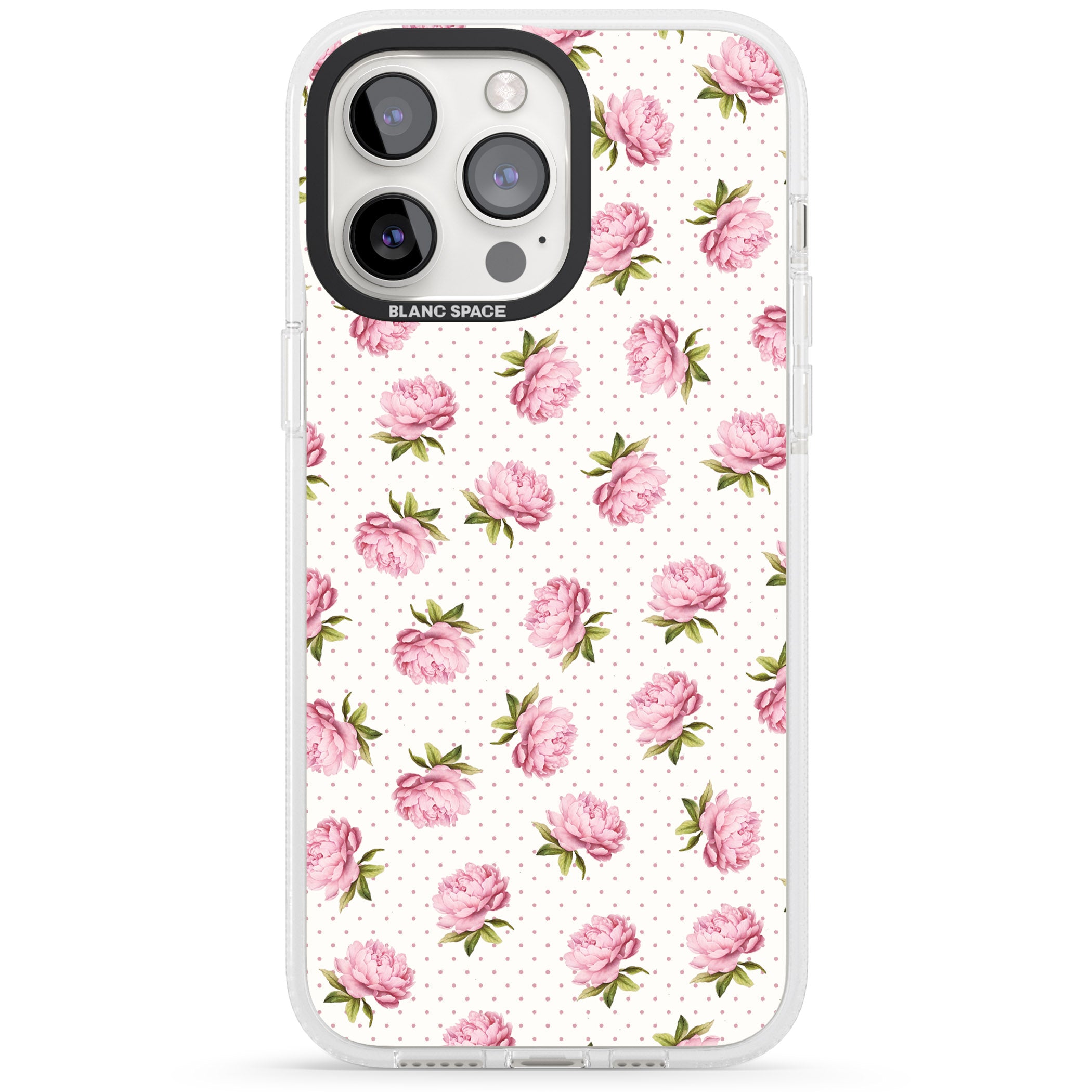 Soft Peonies iPhone 15 Pro Max / 15 Pro / 14 Pro Max / 14 Pro / 13 Pro Clear Case Impact Air - Blanc Space