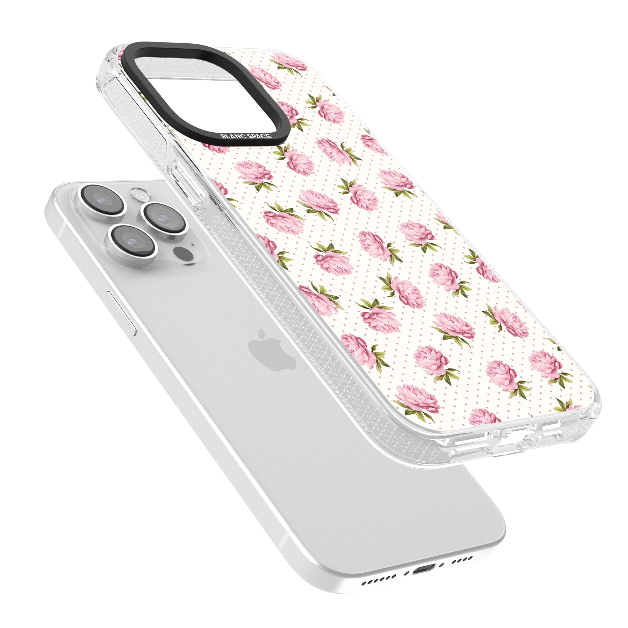 Soft Peonies iPhone 15 Pro Max / 15 Pro / 14 Pro Max / 14 Pro / 13 Pro Clear Case Impact Air - Blanc Space