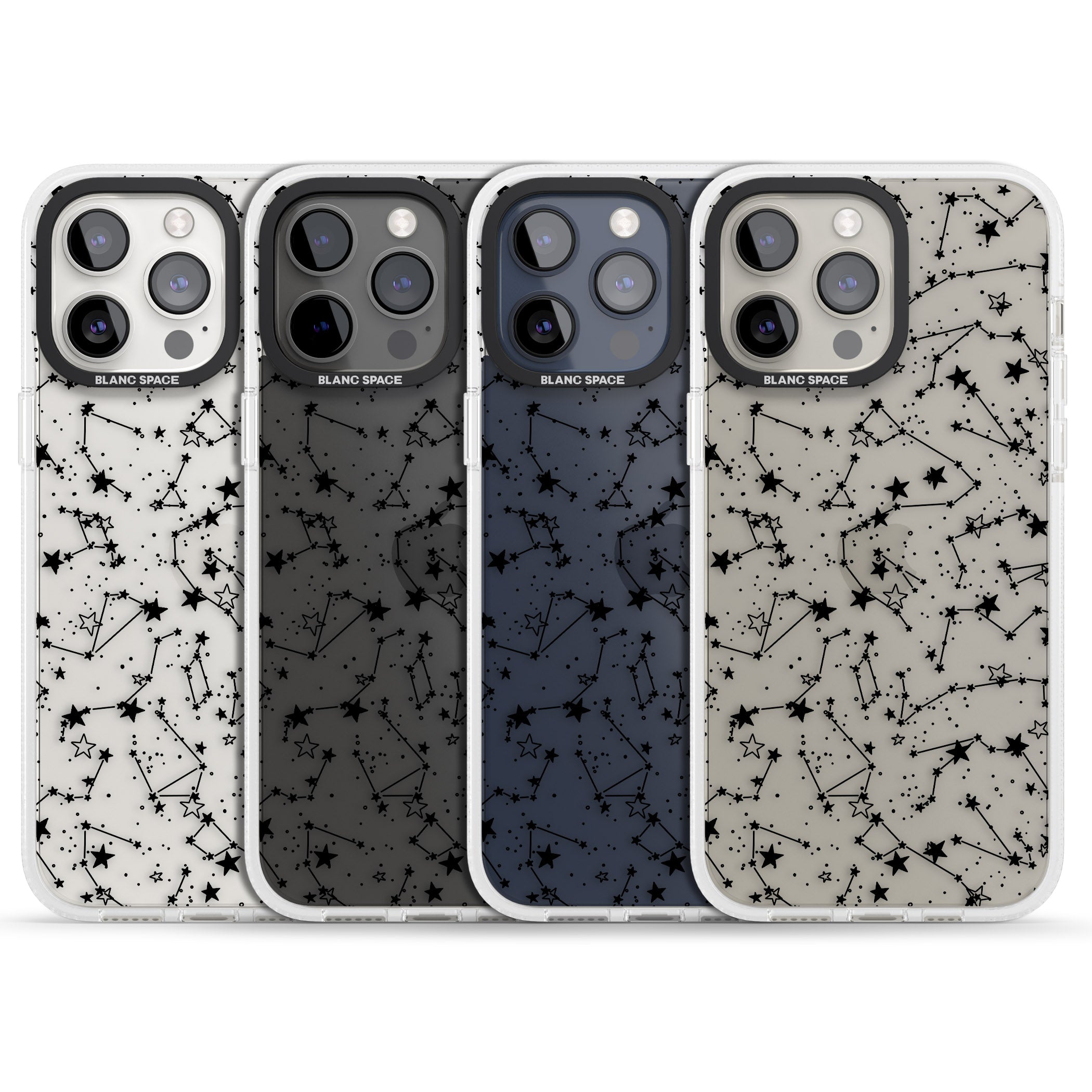 Constellations iPhone 15 Pro Max / 15 Pro / 14 Pro Max / 14 Pro / 13 Pro Clear Case Impact Air - Blanc Space