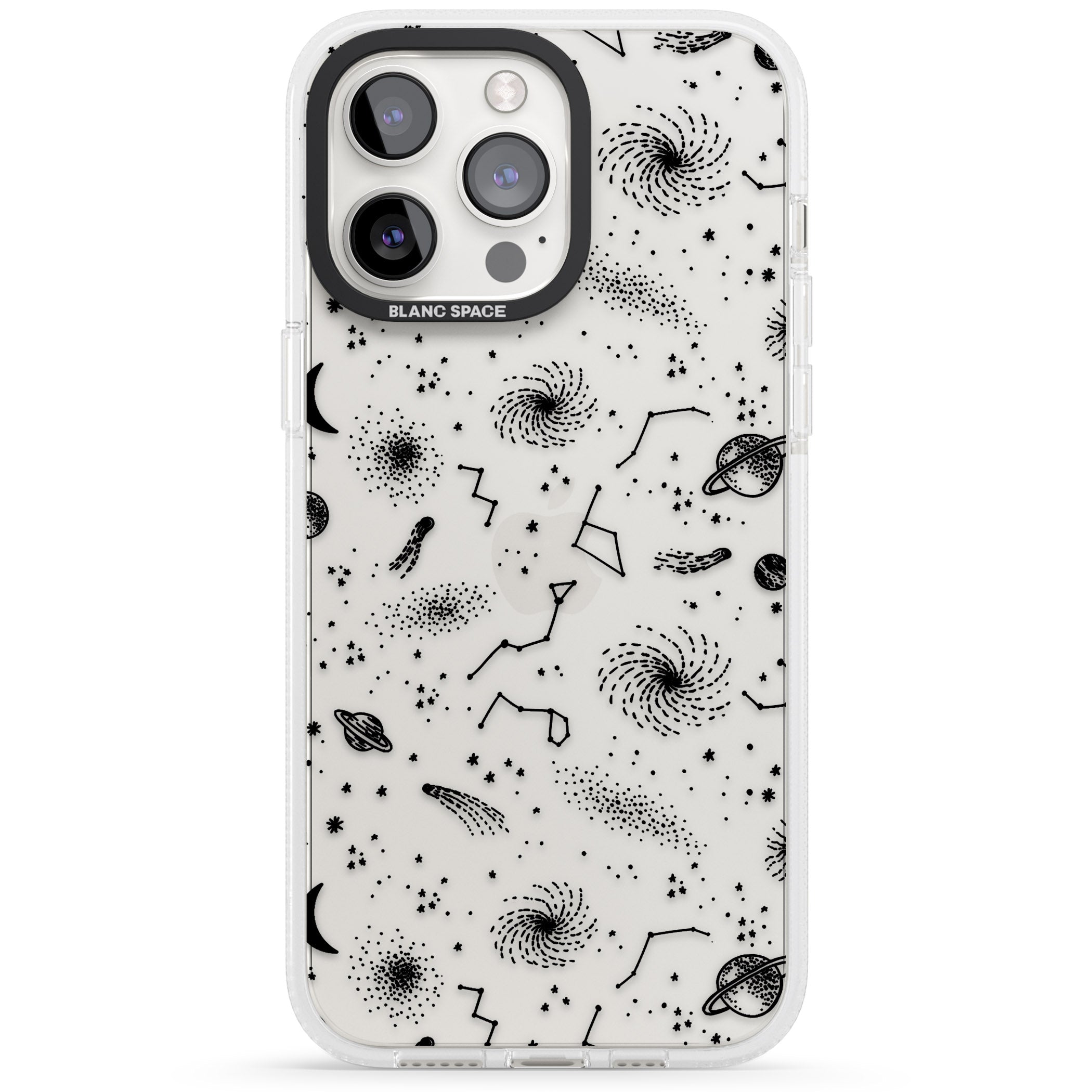 Mixed Galaxy Pattern iPhone 15 Pro Max / 15 Pro / 14 Pro Max / 14 Pro / 13 Pro Clear Case Impact Air - Blanc Space