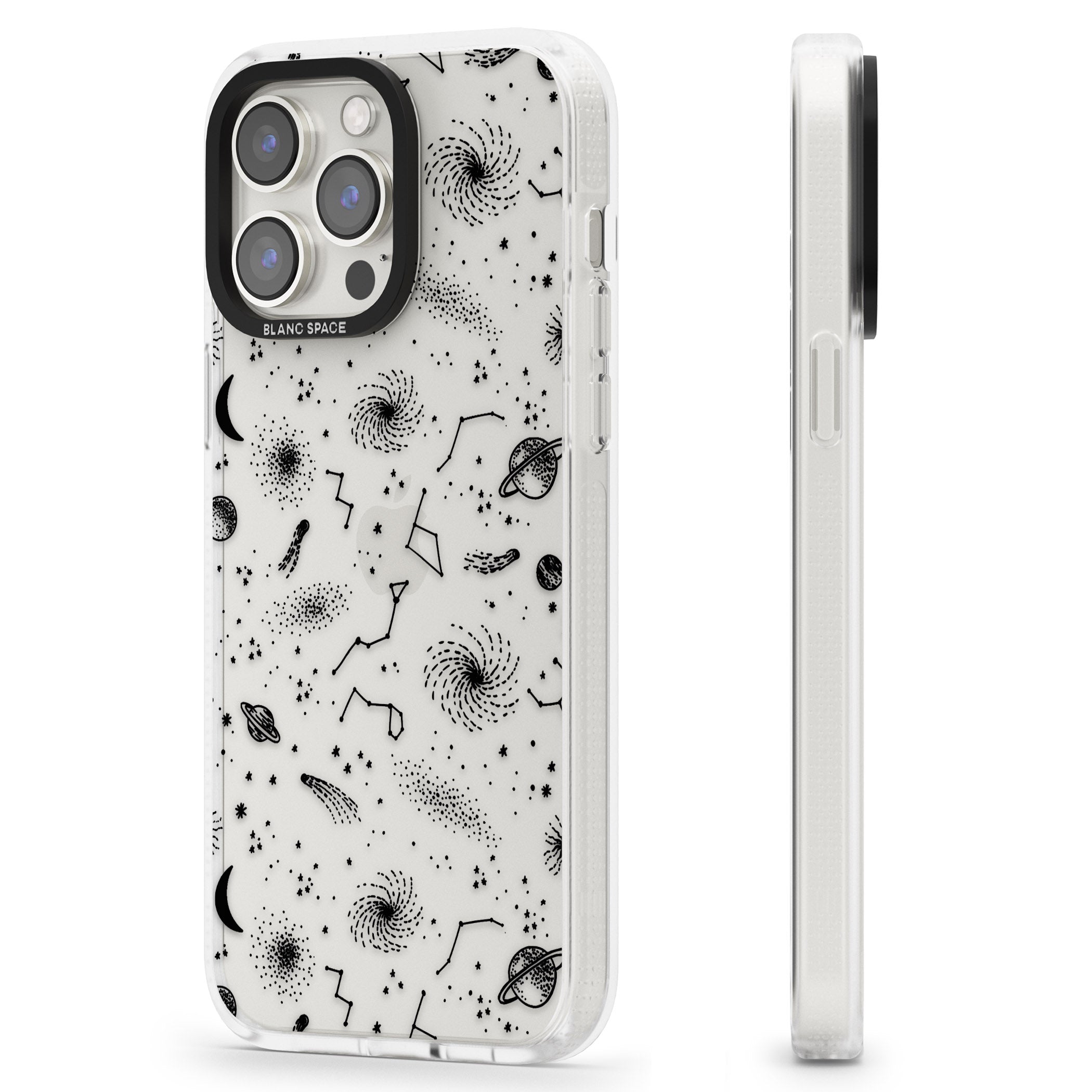 Mixed Galaxy Pattern iPhone 15 Pro Max / 15 Pro / 14 Pro Max / 14 Pro / 13 Pro Clear Case Impact Air - Blanc Space