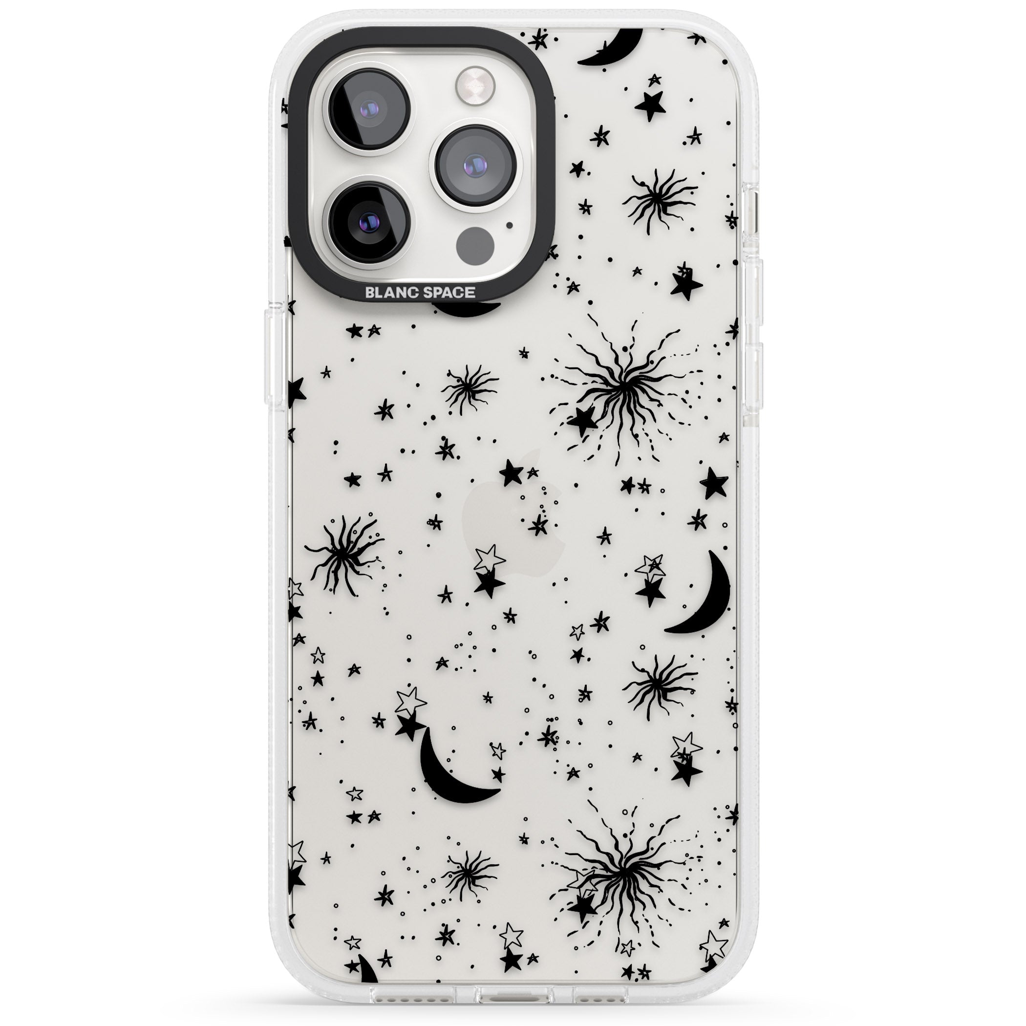 Moons & Stars iPhone 15 Pro Max / 15 Pro / 14 Pro Max / 14 Pro / 13 Pro Clear Case Impact Air - Blanc Space