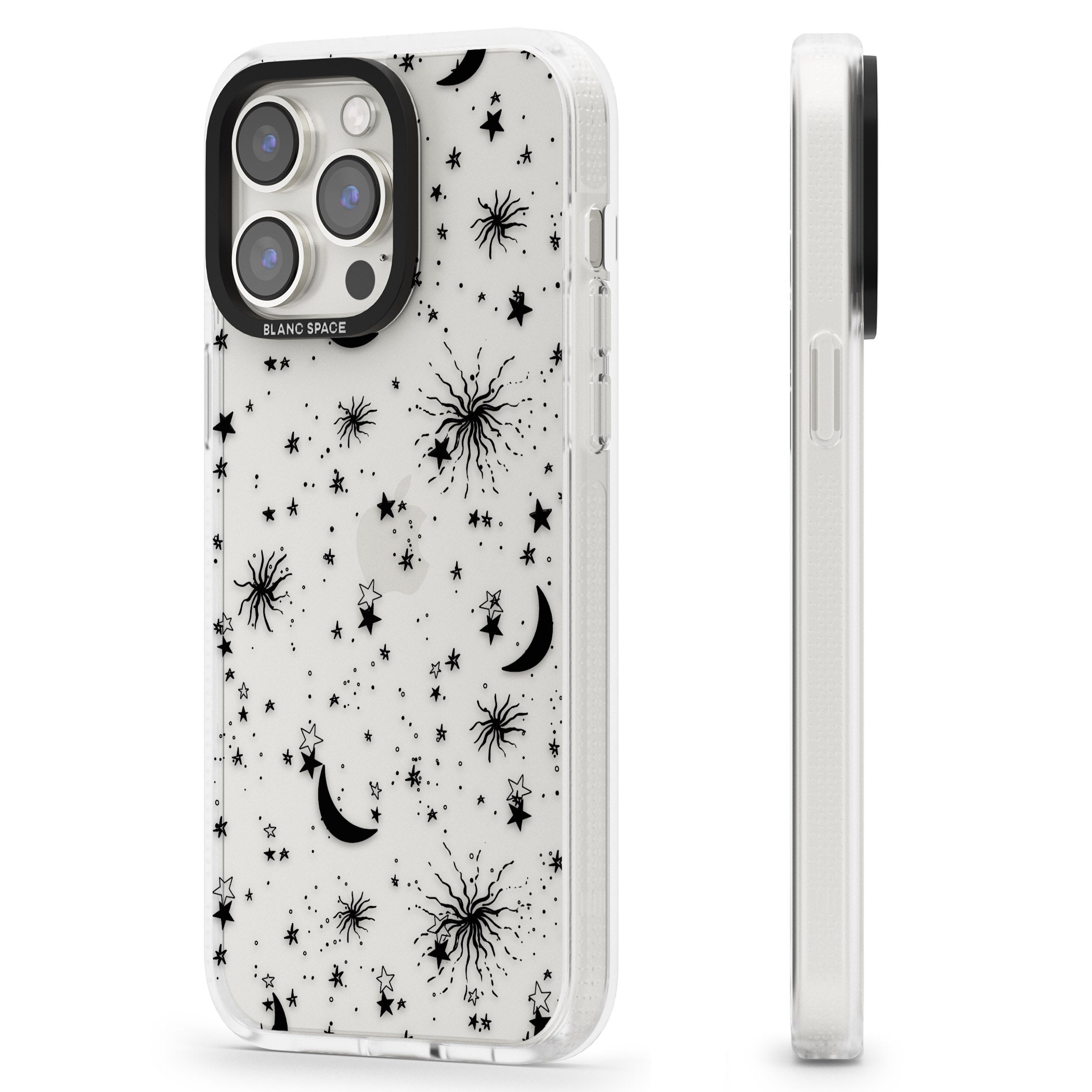 Moons & Stars iPhone 15 Pro Max / 15 Pro / 14 Pro Max / 14 Pro / 13 Pro Clear Case Impact Air - Blanc Space