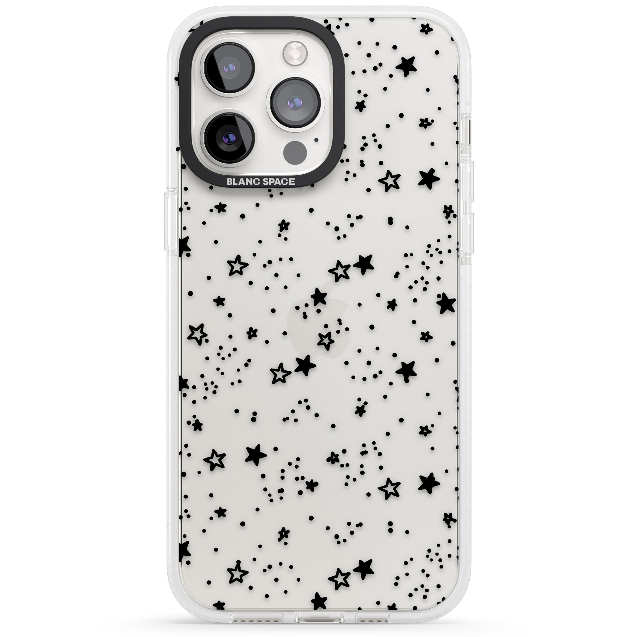 Solid Stars iPhone 15 Pro Max / 15 Pro / 14 Pro Max / 14 Pro / 13 Pro Clear Case Impact Air - Blanc Space