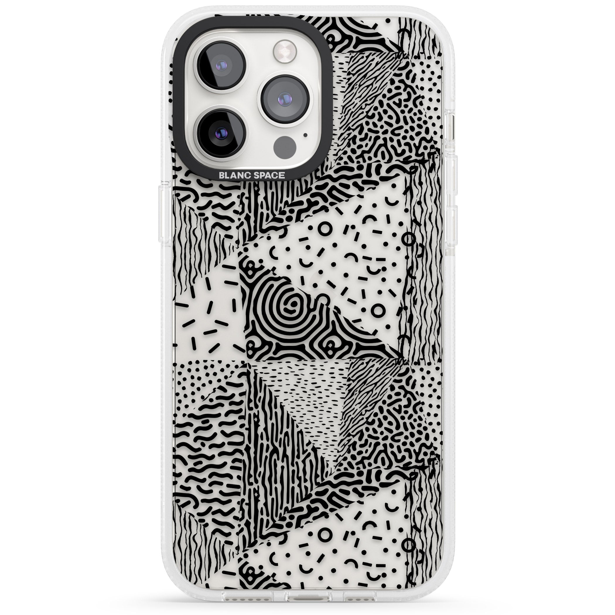 Pattern Mashup (Black) iPhone 15 Pro Max / 15 Pro / 14 Pro Max / 14 Pro / 13 Pro Clear Case Impact Air - Blanc Space