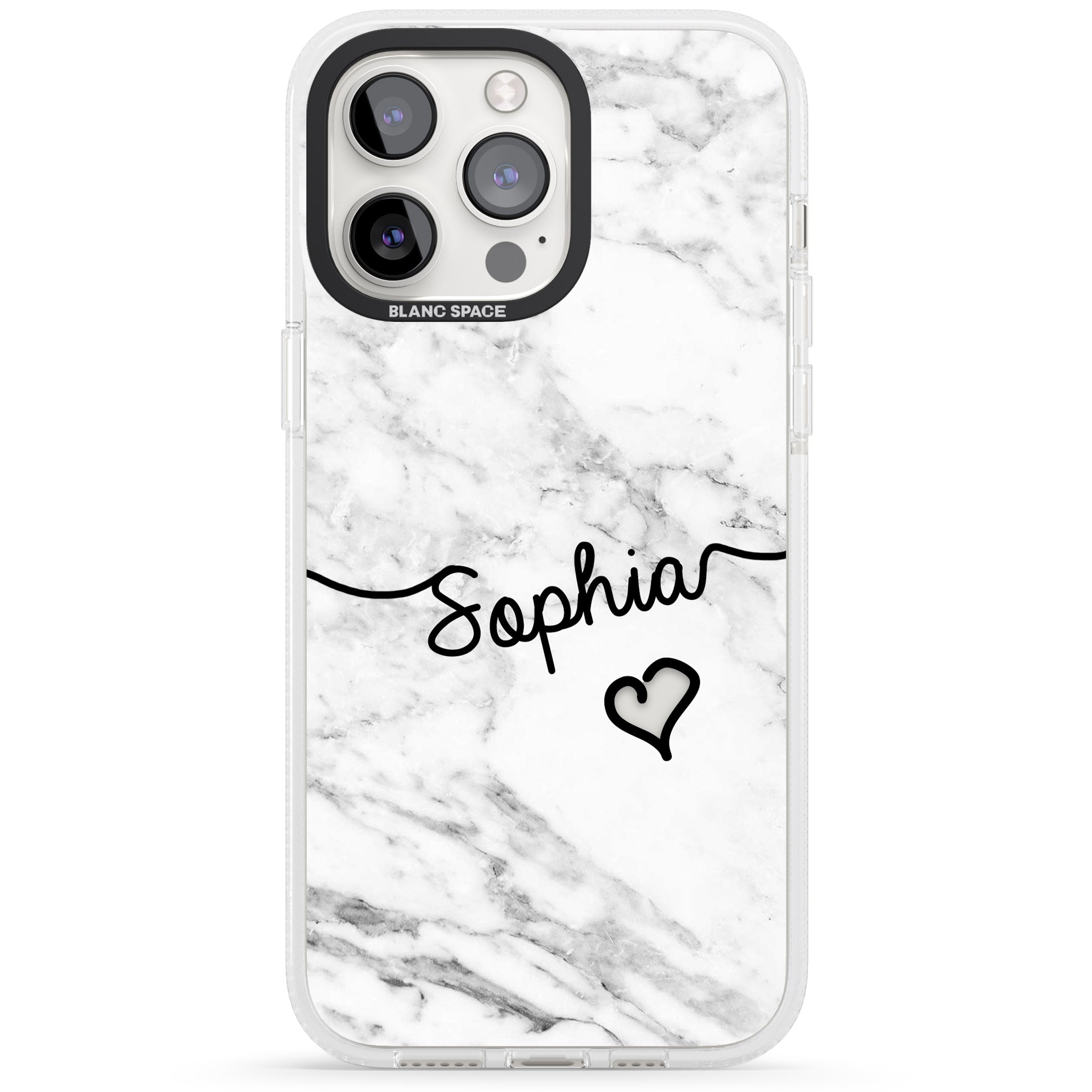 White Marble iPhone 15 Pro Max / 15 Pro / 14 Pro Max / 14 Pro / 13 Pro Clear Case Impact Air - Blanc Space