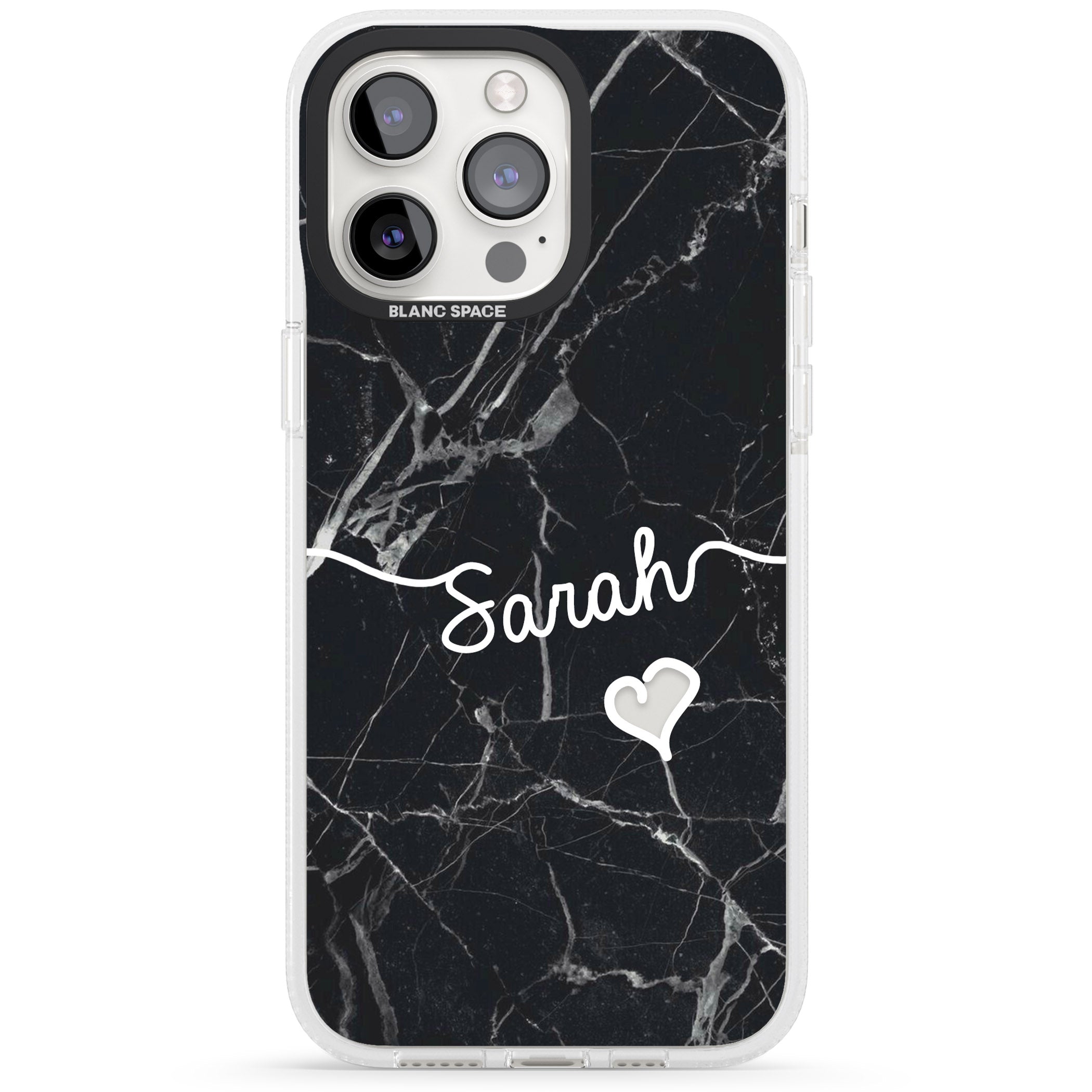 Black Marble iPhone 15 Pro Max / 15 Pro / 14 Pro Max / 14 Pro / 13 Pro Clear Case Impact Air - Blanc Space