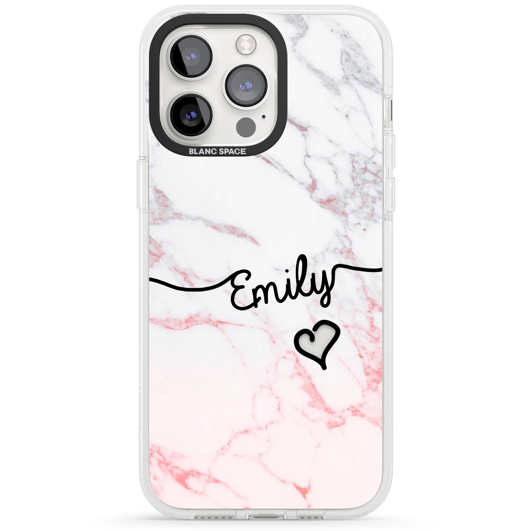 Pink Fade Marble iPhone 15 Pro Max / 15 Pro / 14 Pro Max / 14 Pro / 13 Pro Clear Case Impact Air - Blanc Space