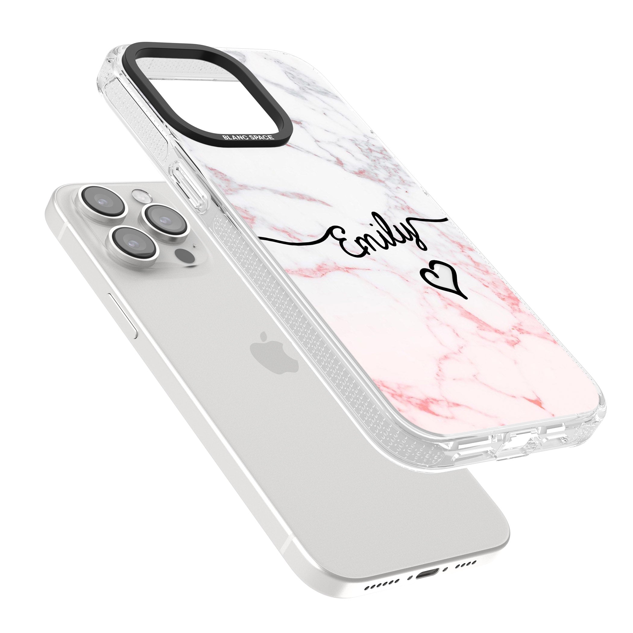 Pink Fade Marble iPhone 15 Pro Max / 15 Pro / 14 Pro Max / 14 Pro / 13 Pro Clear Case Impact Air - Blanc Space