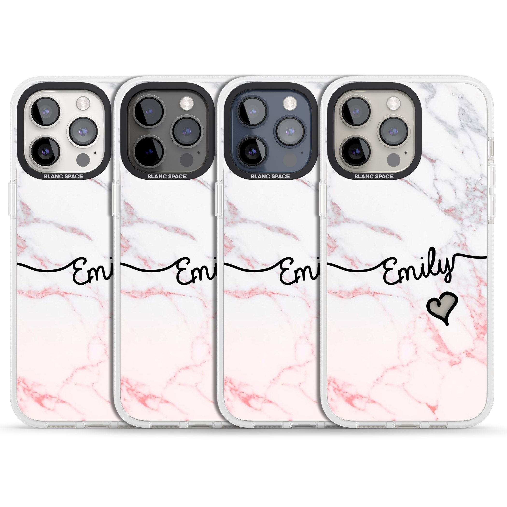 Pink Fade Marble iPhone 15 Pro Max / 15 Pro / 14 Pro Max / 14 Pro / 13 Pro Clear Case Impact Air - Blanc Space