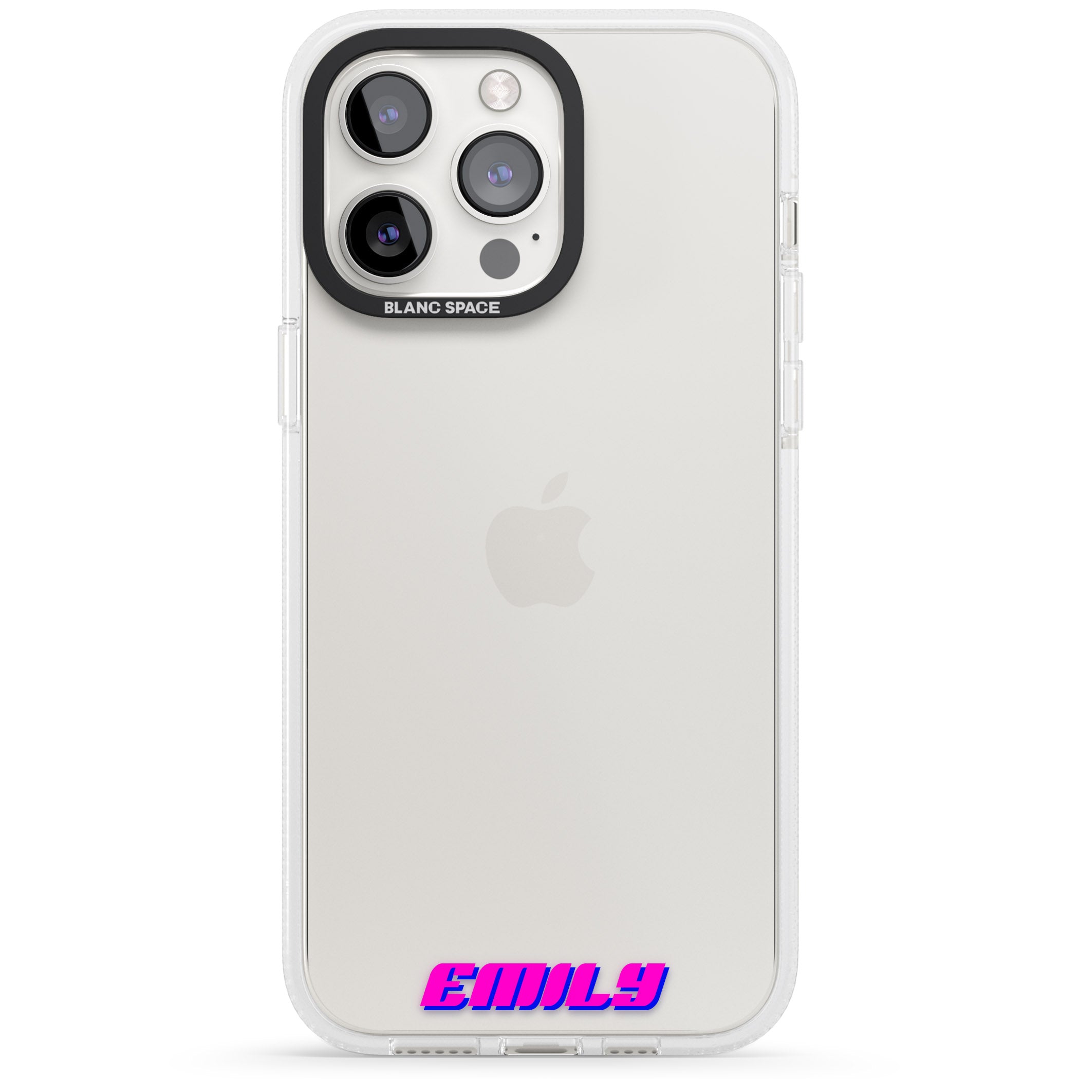 Personalised Clear Text 2C iPhone 15 Pro Max / 15 Pro / 14 Pro Max / 14 Pro / 13 Pro Clear Case Impact Air - Blanc Space