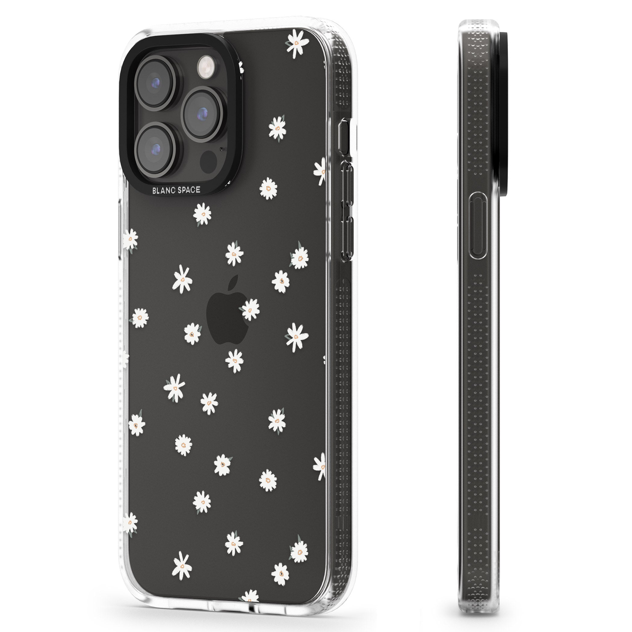 Painted Daises on Transparent iPhone 15 Pro Max / 15 Pro / 14 Pro Max / 14 Pro / 13 Pro Clear Case Impact Air - Blanc Space