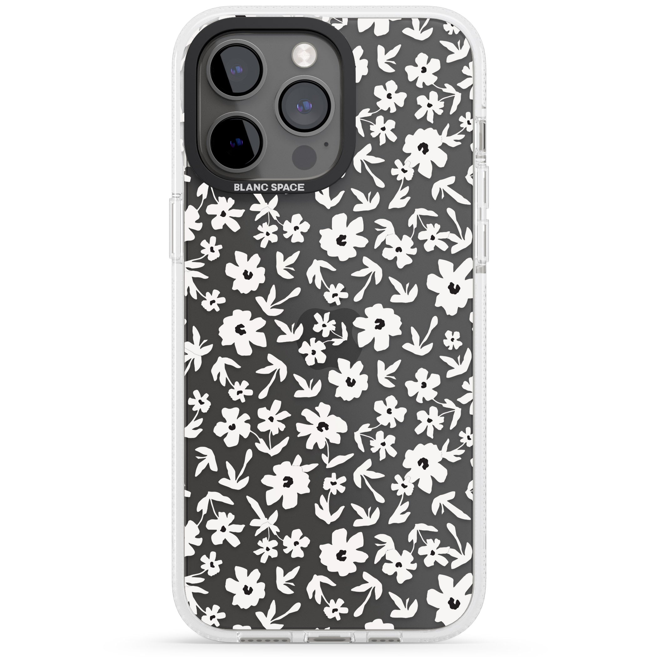 Floral Print on Transparent iPhone 15 Pro Max / 15 Pro / 14 Pro Max / 14 Pro / 13 Pro Clear Case Impact Air - Blanc Space