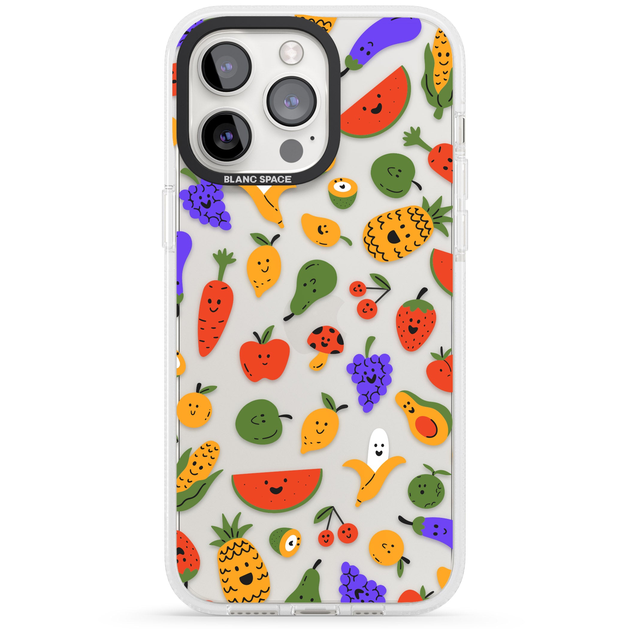 Mixed Kawaii Food Icons - Clear iPhone 15 Pro Max / 15 Pro / 14 Pro Max / 14 Pro / 13 Pro Clear Case Impact Air - Blanc Space