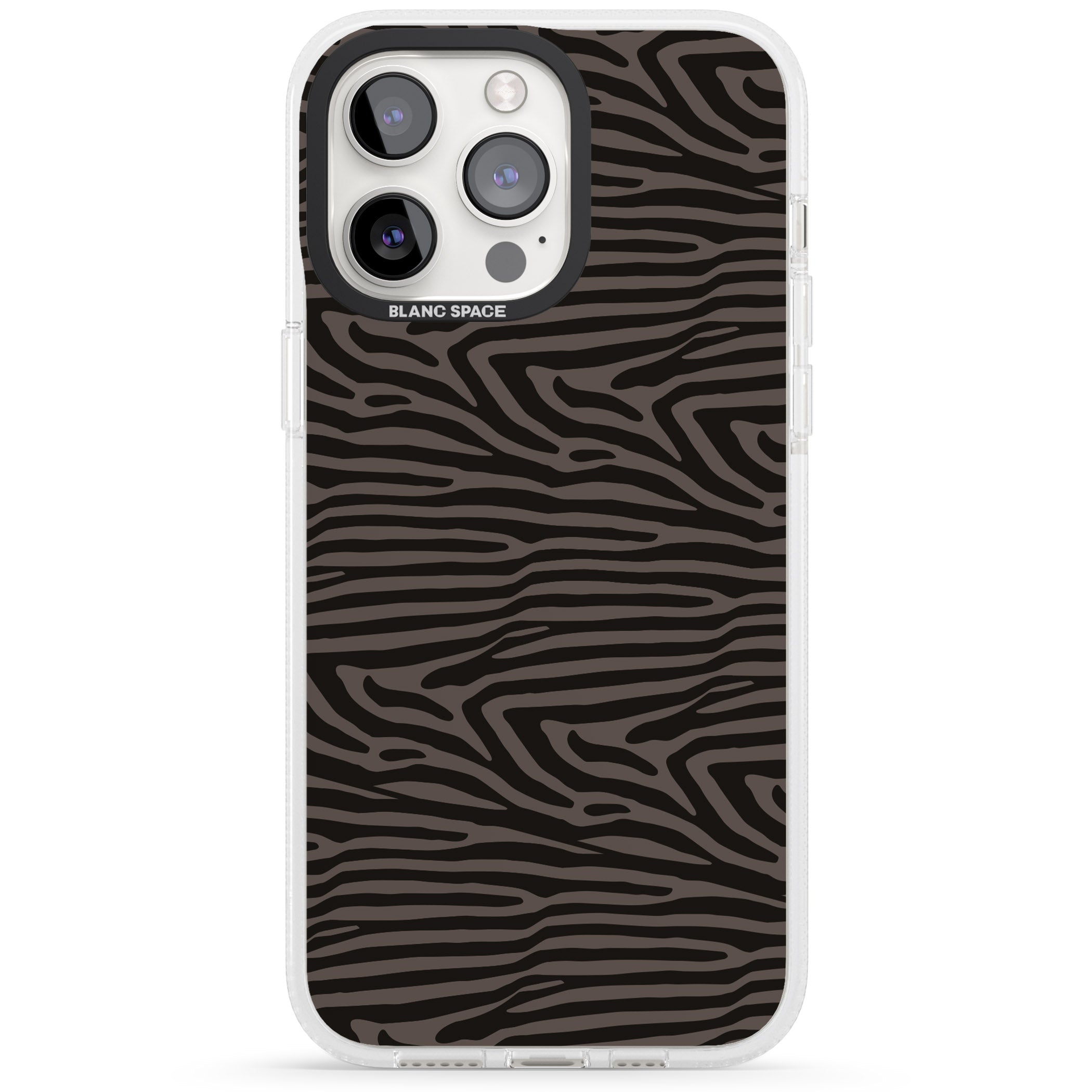 Dark Animal Print Pattern Zebra iPhone 15 Pro Max / 15 Pro / 14 Pro Max / 14 Pro / 13 Pro Clear Case Impact Air - Blanc Space