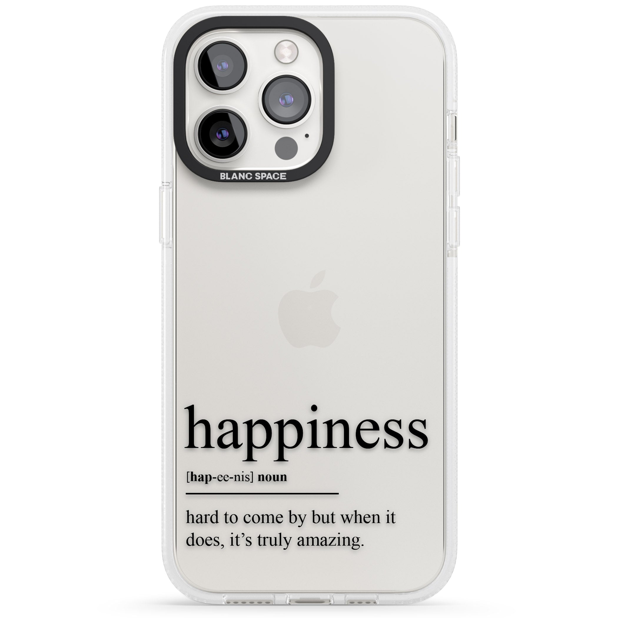 Happiness iPhone 15 Pro Max / 15 Pro / 14 Pro Max / 14 Pro / 13 Pro Clear Case Impact Air - Blanc Space