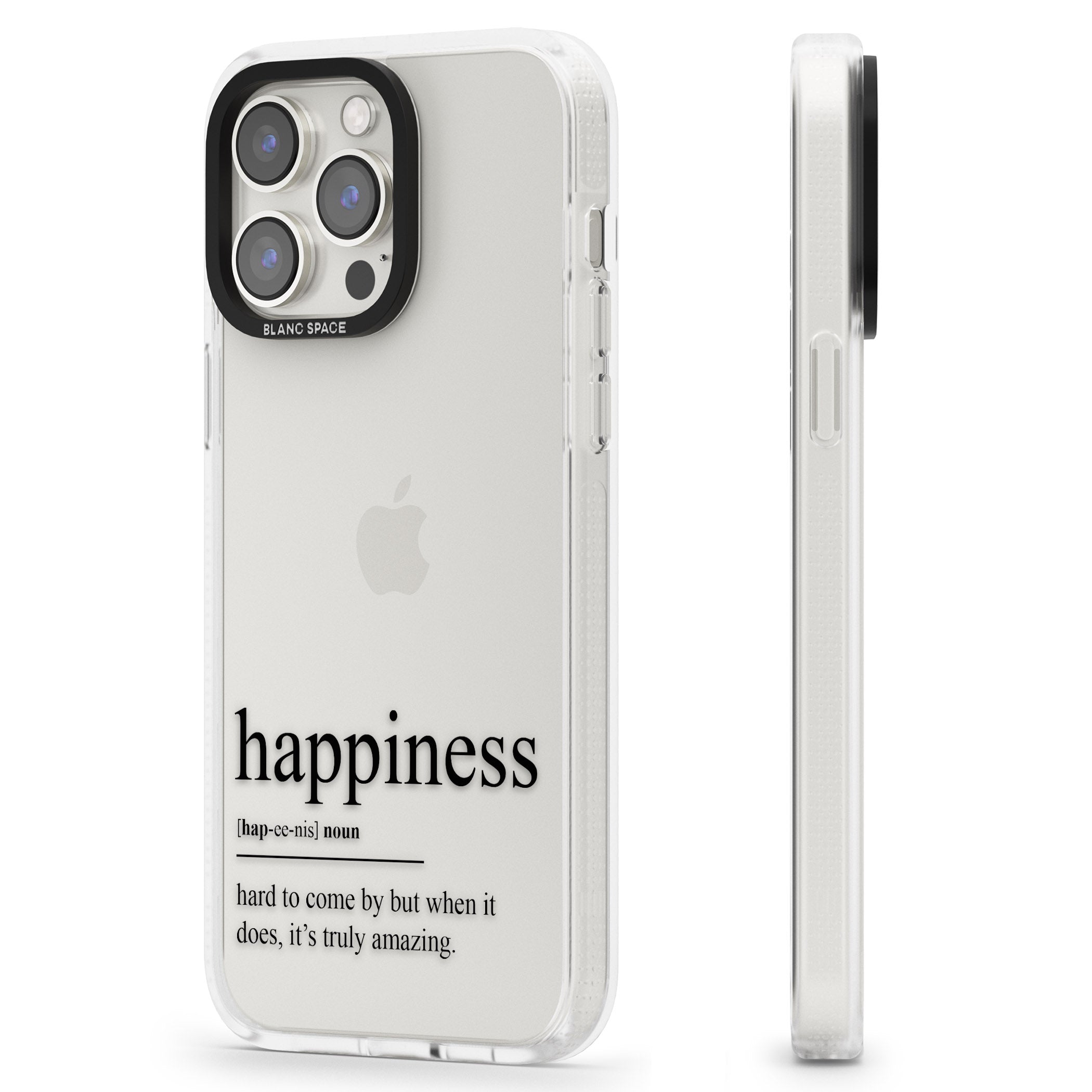 Happiness iPhone 15 Pro Max / 15 Pro / 14 Pro Max / 14 Pro / 13 Pro Clear Case Impact Air - Blanc Space