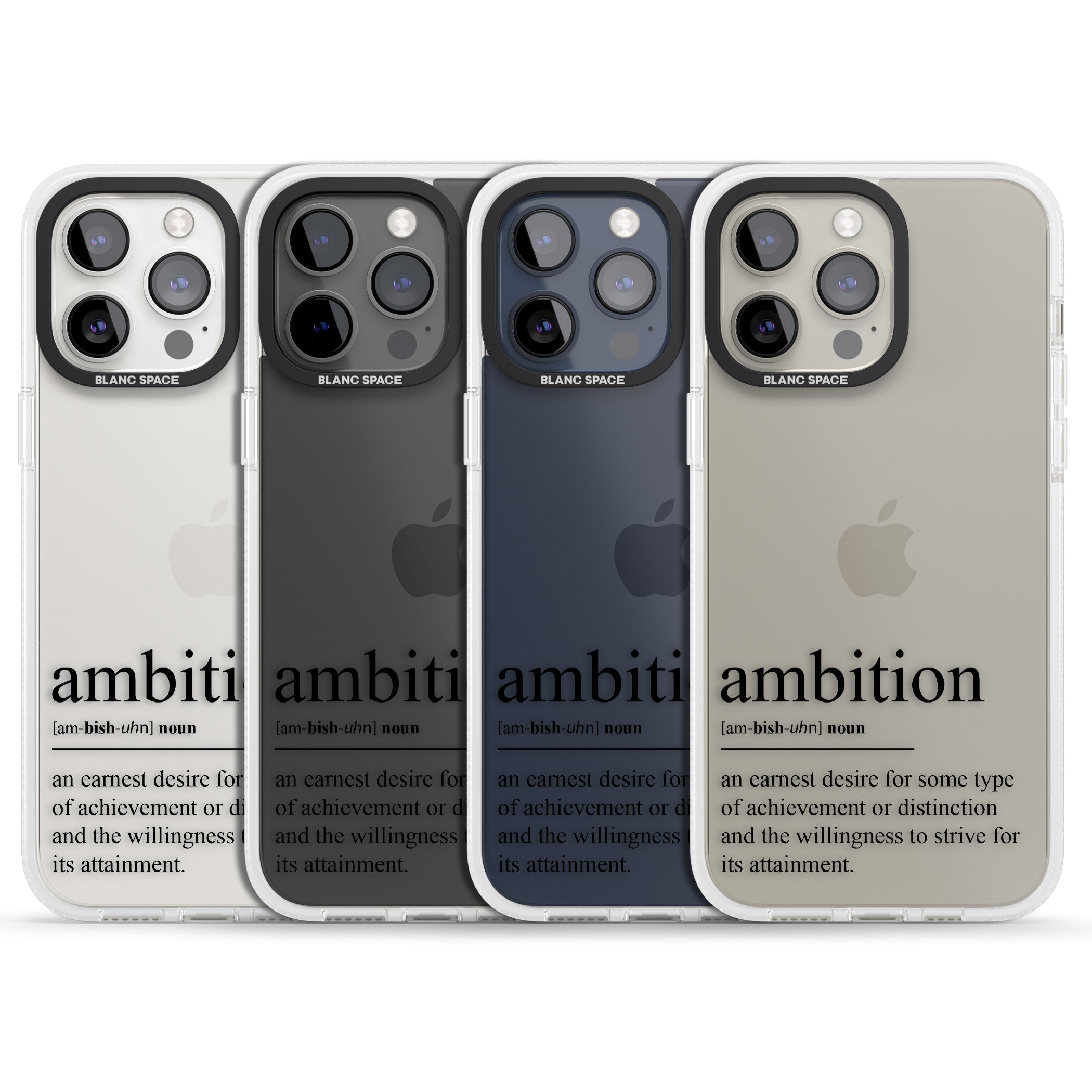 Ambition iPhone 15 Pro Max / 15 Pro / 14 Pro Max / 14 Pro / 13 Pro Clear Case Impact Air - Blanc Space