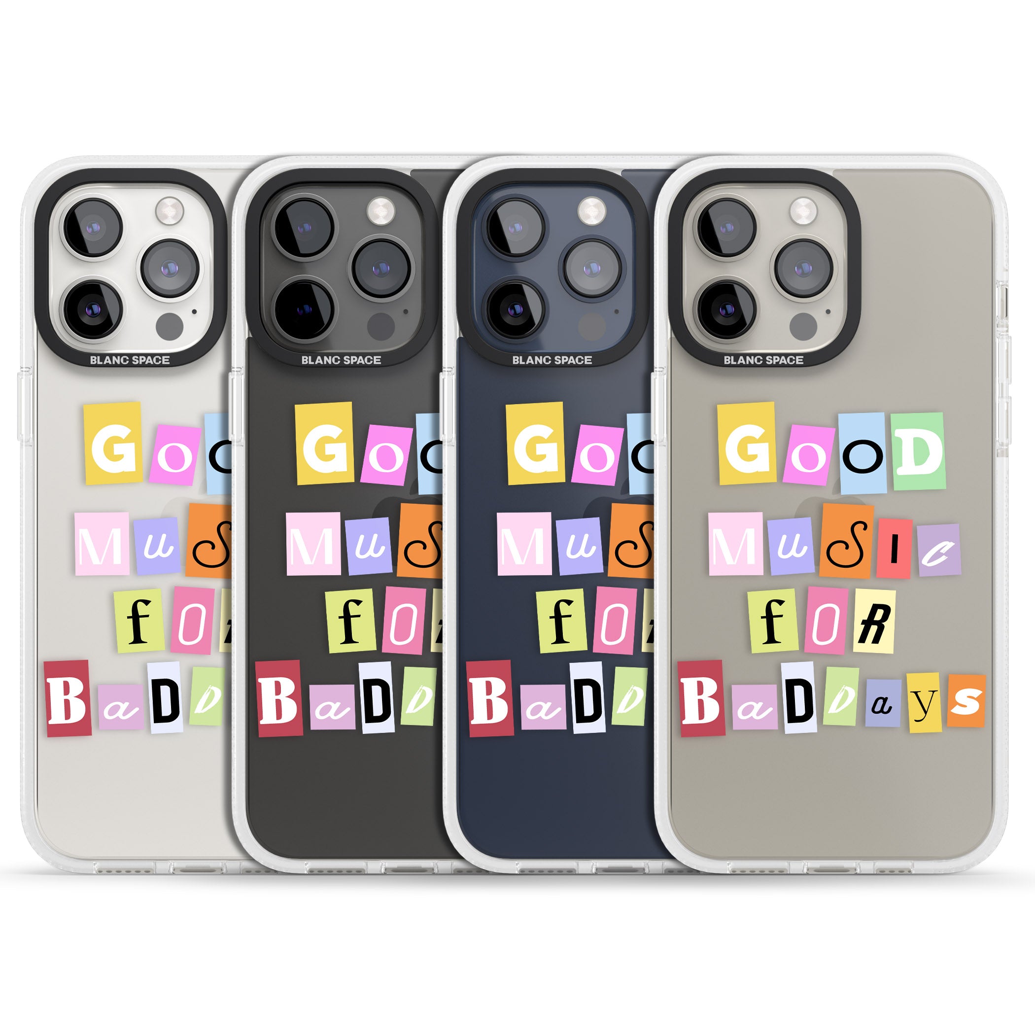 Good Music For Bad Days iPhone 15 Pro Max / 15 Pro / 14 Pro Max / 14 Pro / 13 Pro Clear Case Impact Air - Blanc Space