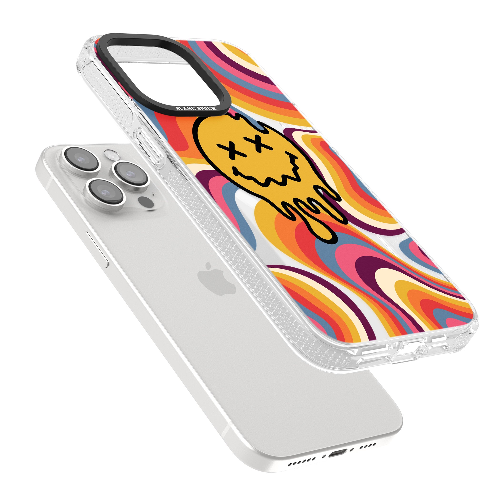 Trippy Face Melt iPhone 15 Pro Max / 15 Pro / 14 Pro Max / 14 Pro / 13 Pro Clear Case Impact Air - Blanc Space