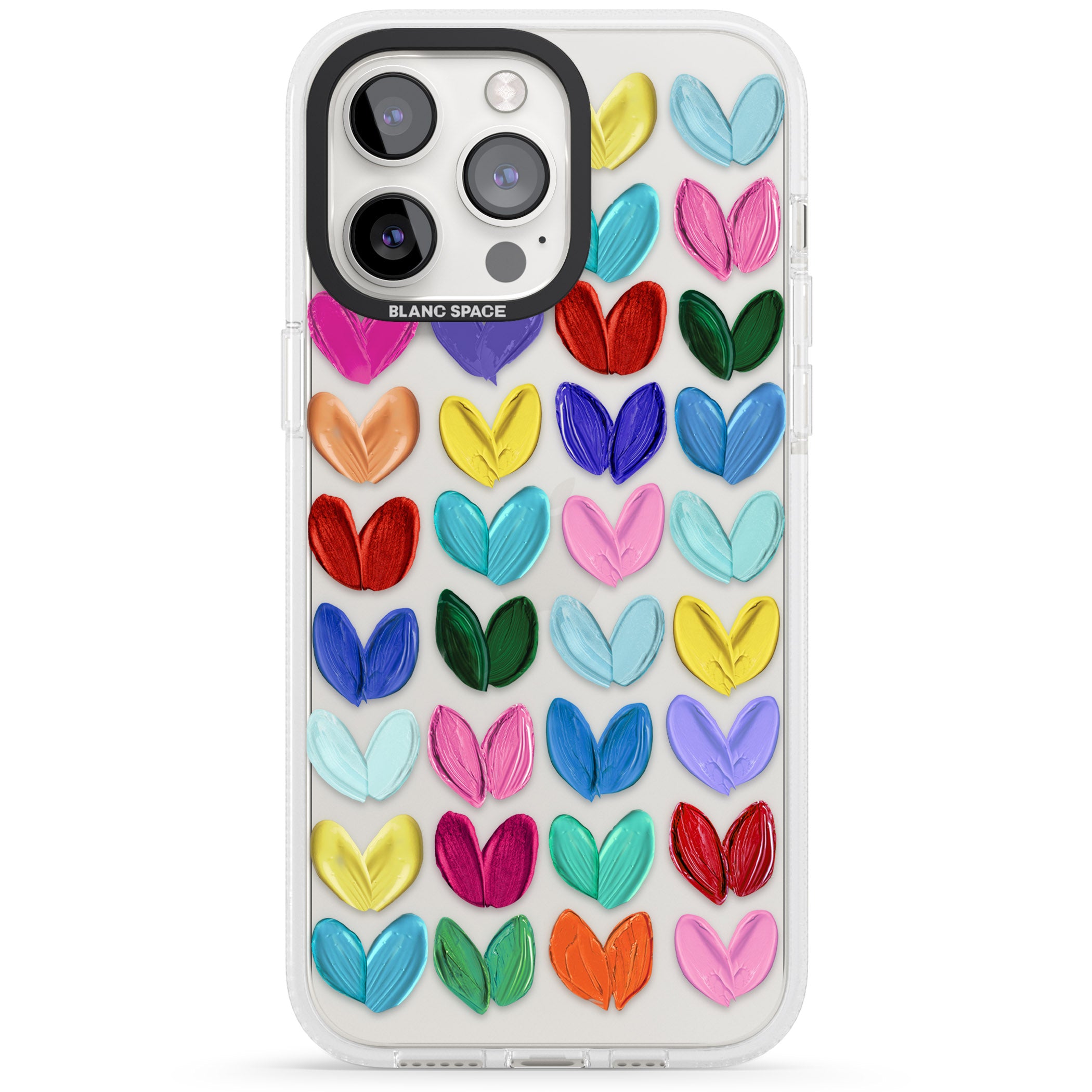Oil Painted Hearts iPhone 15 Pro Max / 15 Pro / 14 Pro Max / 14 Pro / 13 Pro Clear Case Impact Air - Blanc Space