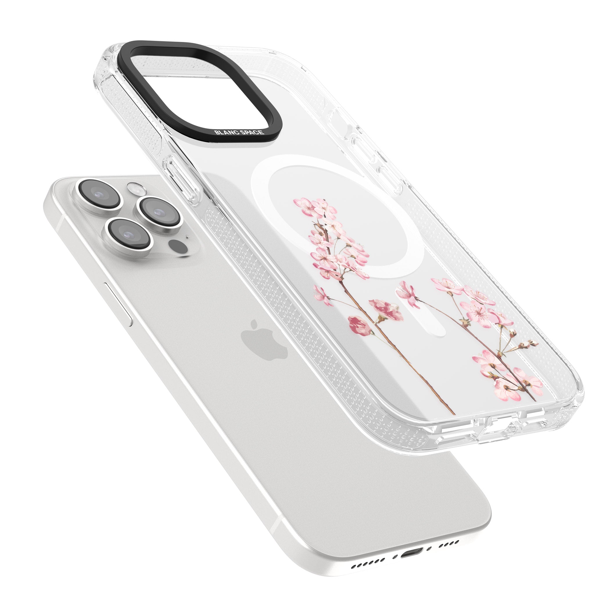 Blossom Flower iPhone 15 Pro Max / 15 Pro / 14 Pro Max / 14 Pro / 13 Pro Clear Case Impact Air - Blanc Space