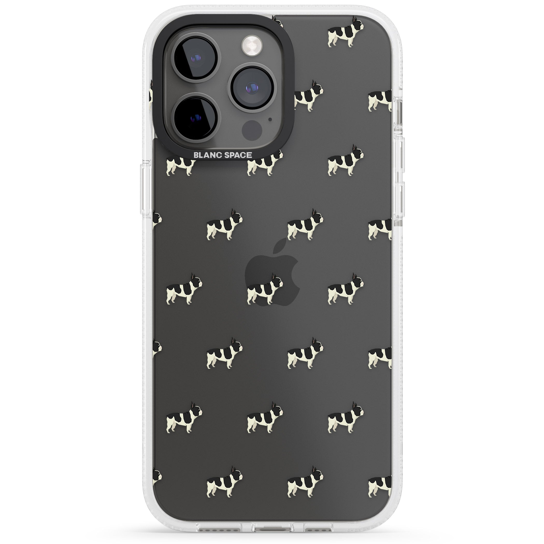 French Bulldog Dog Pattern Clear iPhone 15 Pro Max / 15 Pro / 14 Pro Max / 14 Pro / 13 Pro Clear Case Impact Air - Blanc Space