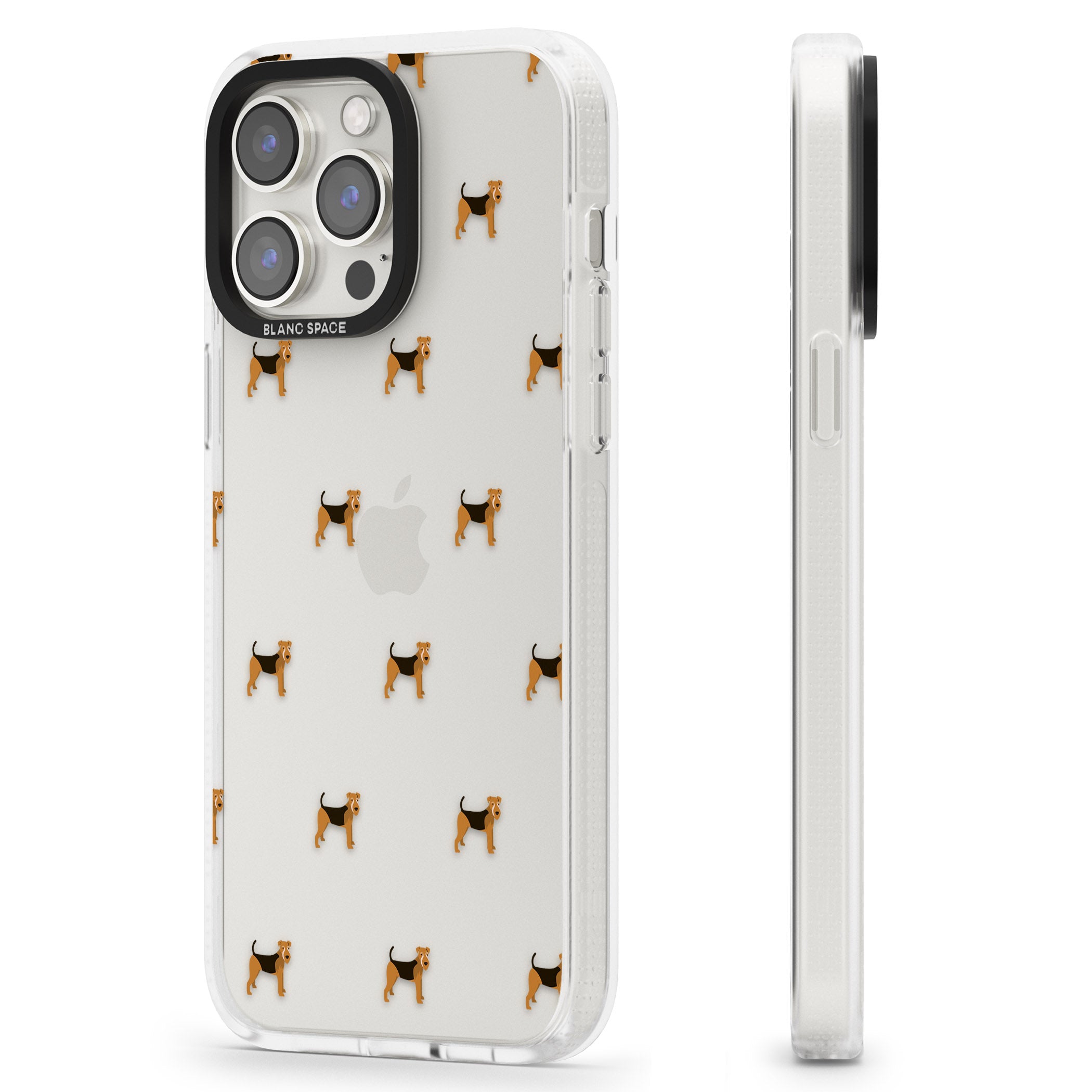 Airedale Terrier Dog Pattern Clear iPhone 15 Pro Max / 15 Pro / 14 Pro Max / 14 Pro / 13 Pro Clear Case Impact Air - Blanc Space