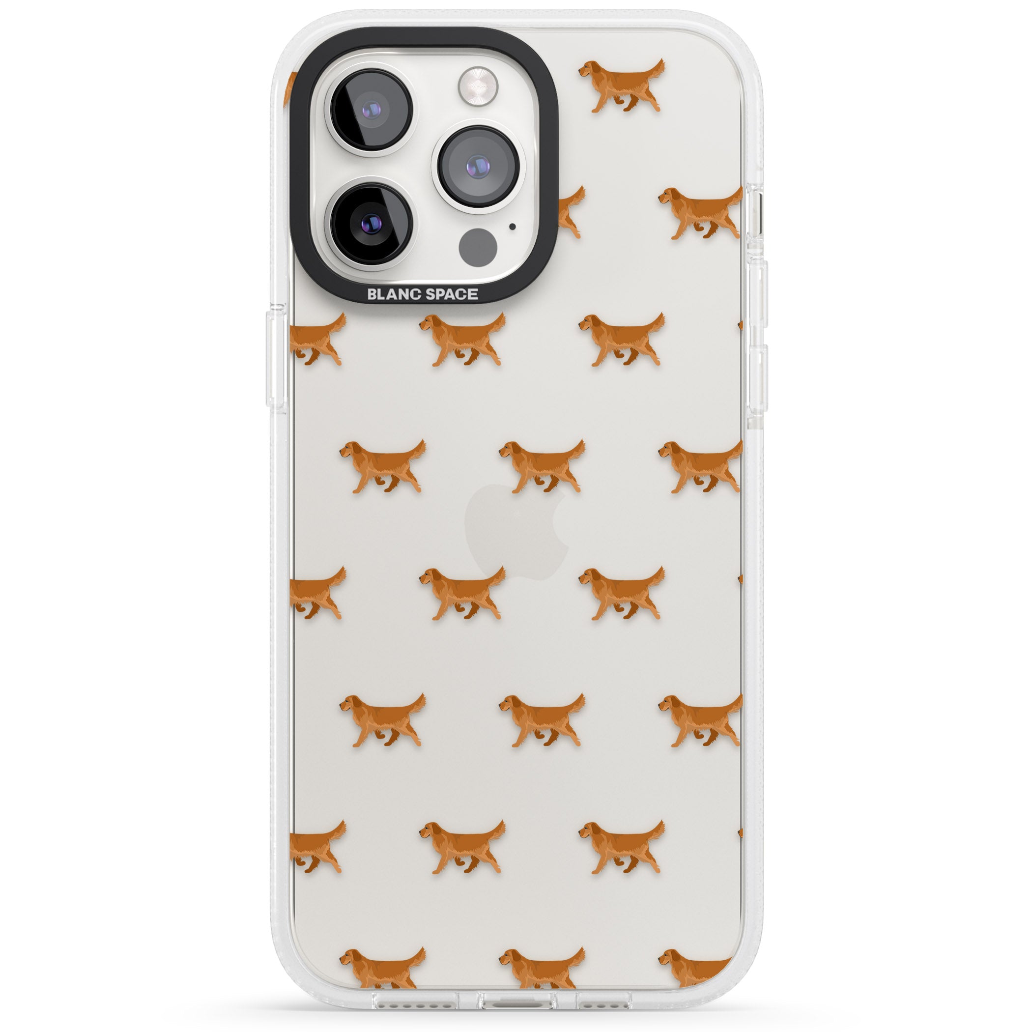 Golden Retriever Dog Pattern Clear iPhone 15 Pro Max / 15 Pro / 14 Pro Max / 14 Pro / 13 Pro Clear Case Impact Air - Blanc Space
