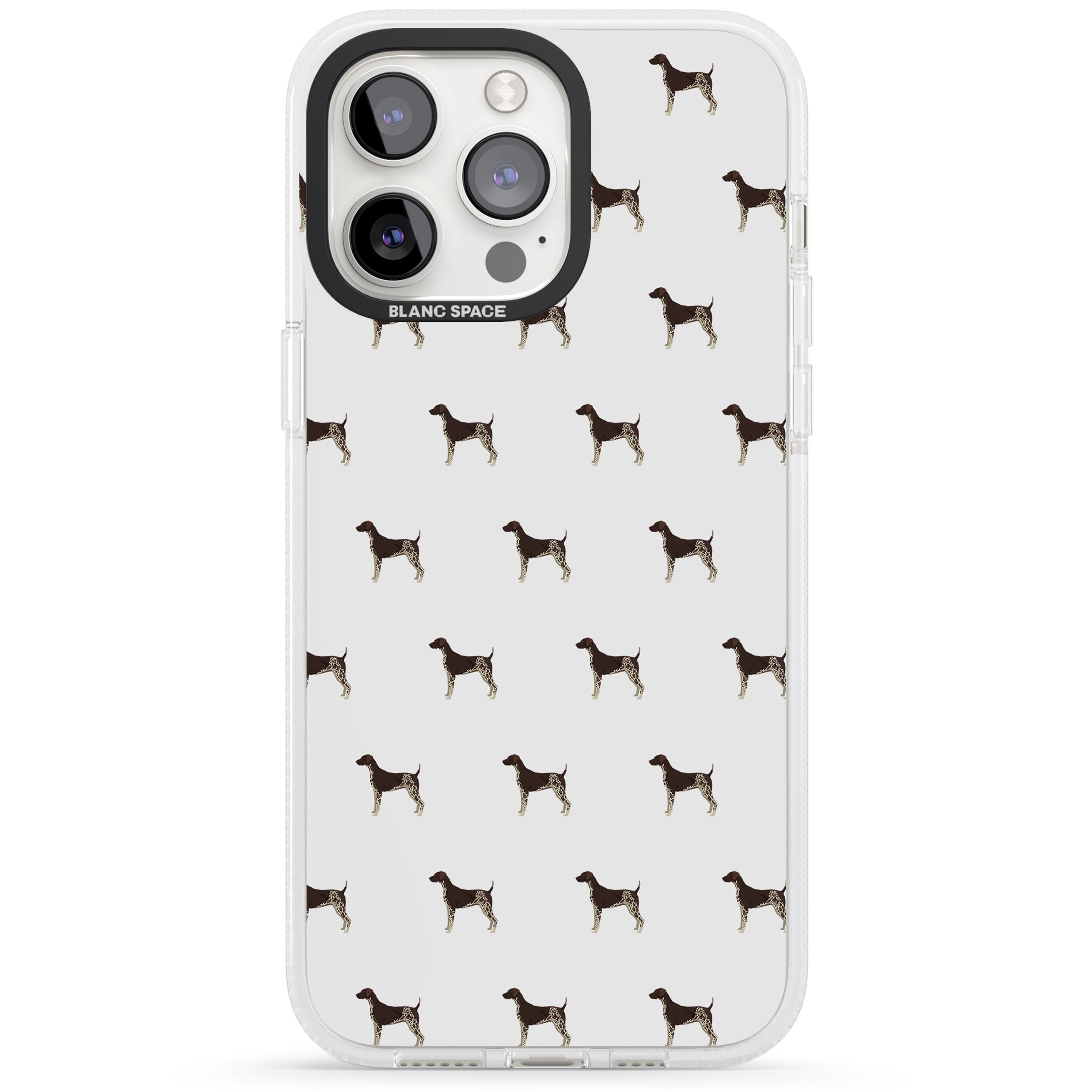 German Shorthaired Pointer Dog Pattern iPhone 15 Pro Max / 15 Pro / 14 Pro Max / 14 Pro / 13 Pro Clear Case Impact Air - Blanc Space