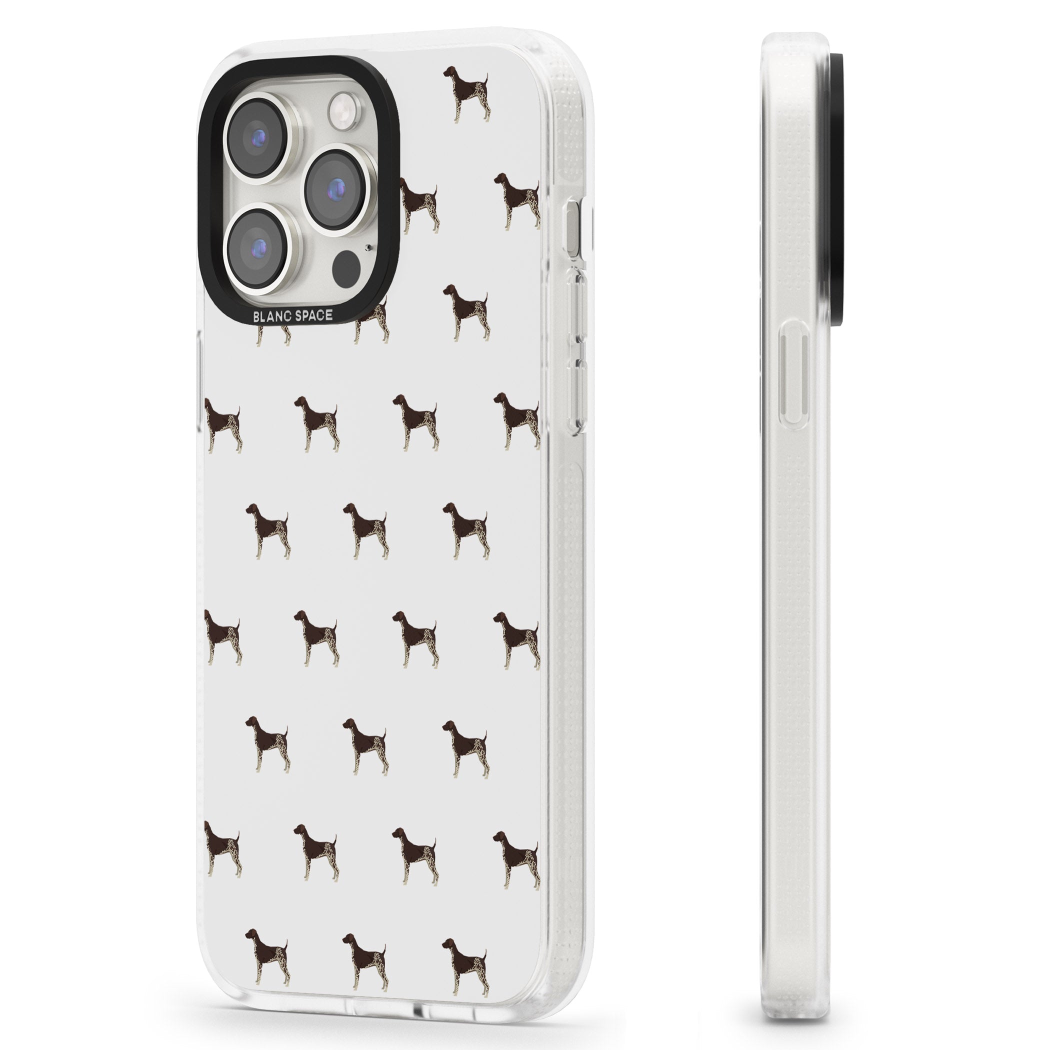 German Shorthaired Pointer Dog Pattern iPhone 15 Pro Max / 15 Pro / 14 Pro Max / 14 Pro / 13 Pro Clear Case Impact Air - Blanc Space