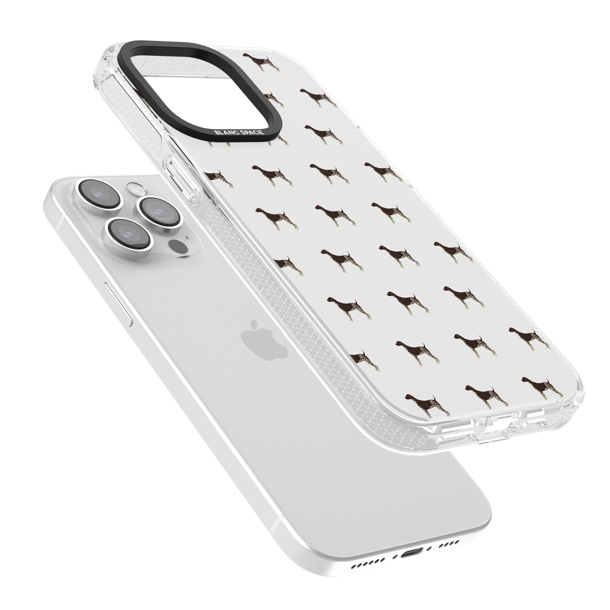 German Shorthaired Pointer Dog Pattern iPhone 15 Pro Max / 15 Pro / 14 Pro Max / 14 Pro / 13 Pro Clear Case Impact Air - Blanc Space