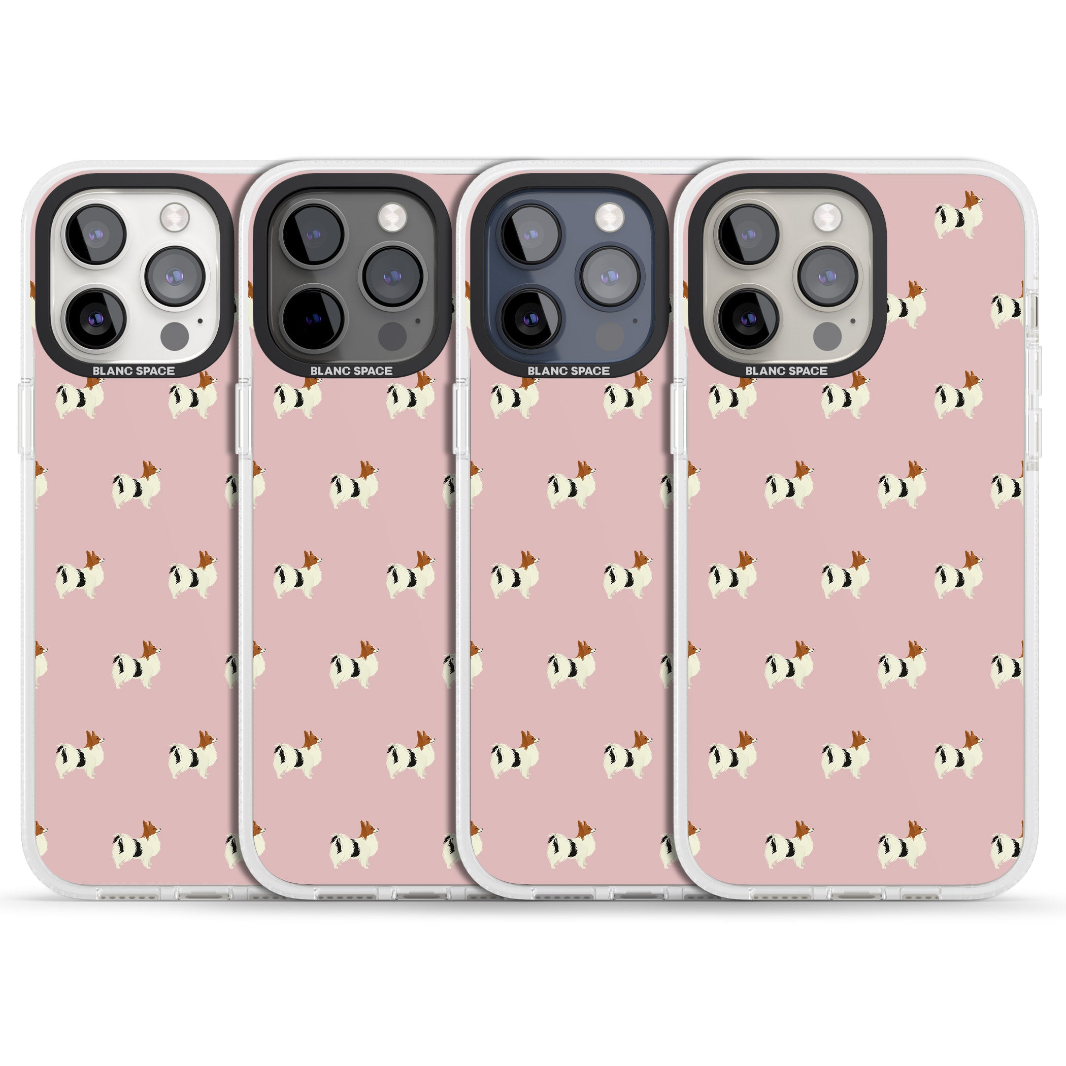 Papillon Dog Pattern iPhone 15 Pro Max / 15 Pro / 14 Pro Max / 14 Pro / 13 Pro Clear Case Impact Air - Blanc Space