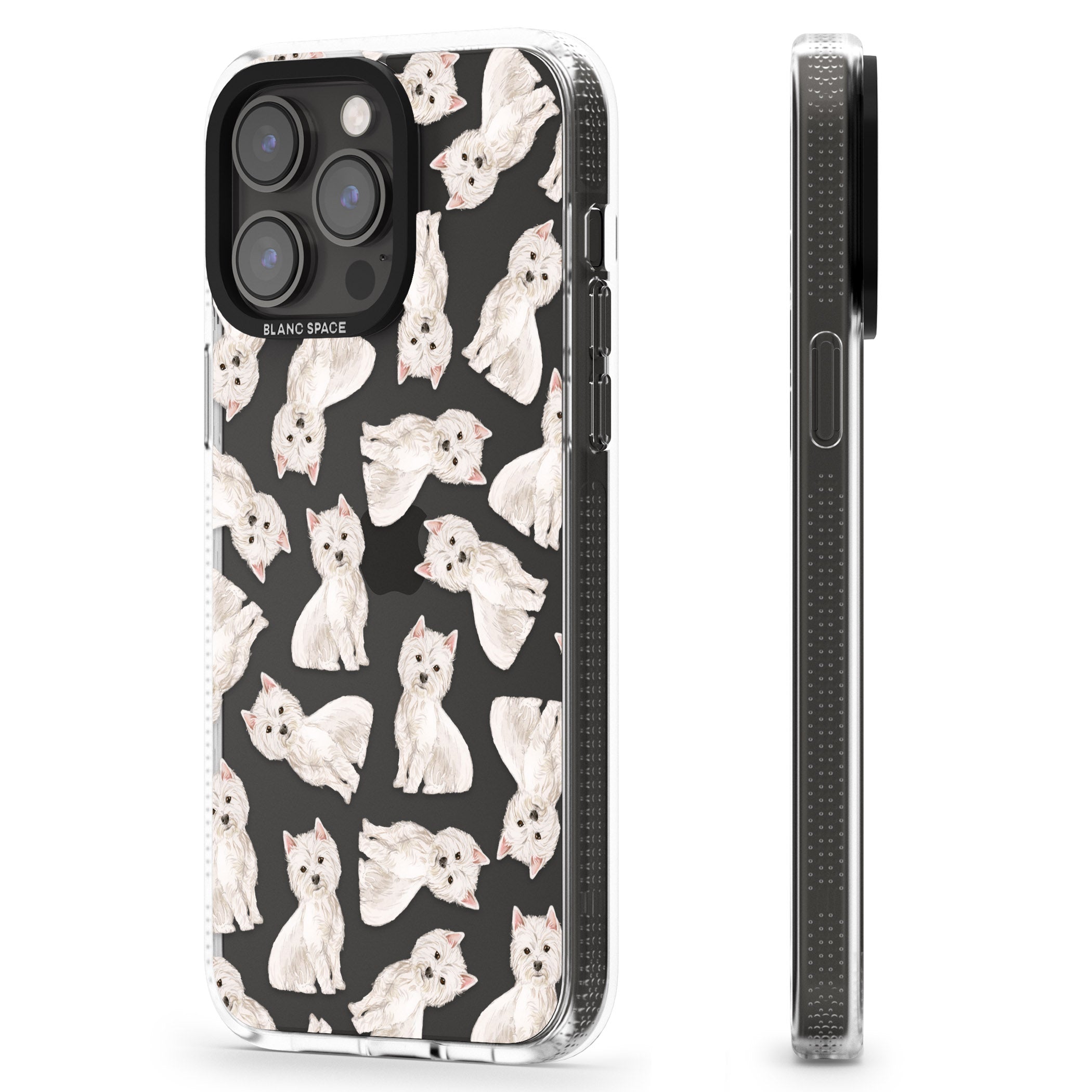 Westie Watercolour Dog Pattern iPhone 15 Pro Max / 15 Pro / 14 Pro Max / 14 Pro / 13 Pro Clear Case Impact Air - Blanc Space