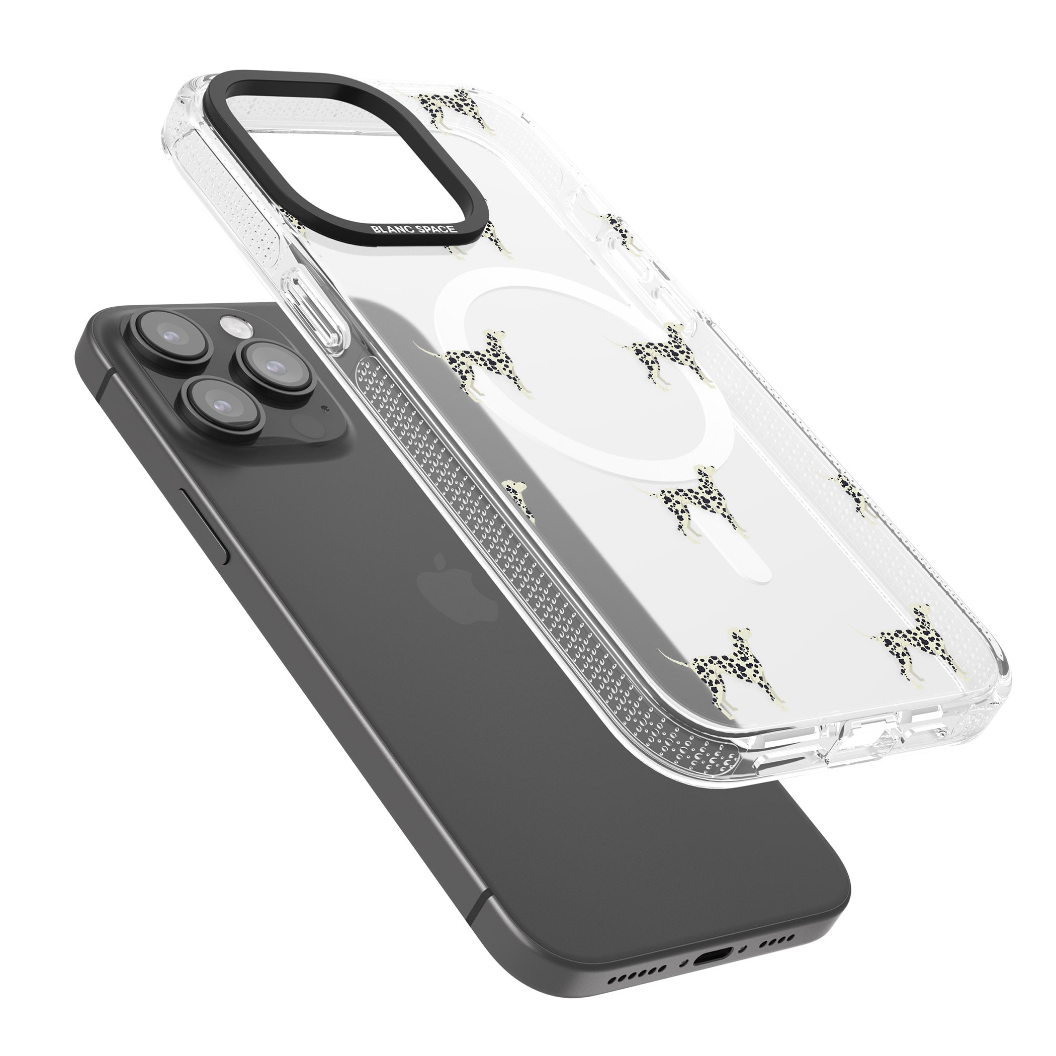 Dalmation Dog Pattern Clear iPhone 15 Pro Max / 15 Pro / 14 Pro Max / 14 Pro / 13 Pro Clear Case Impact Air - Blanc Space